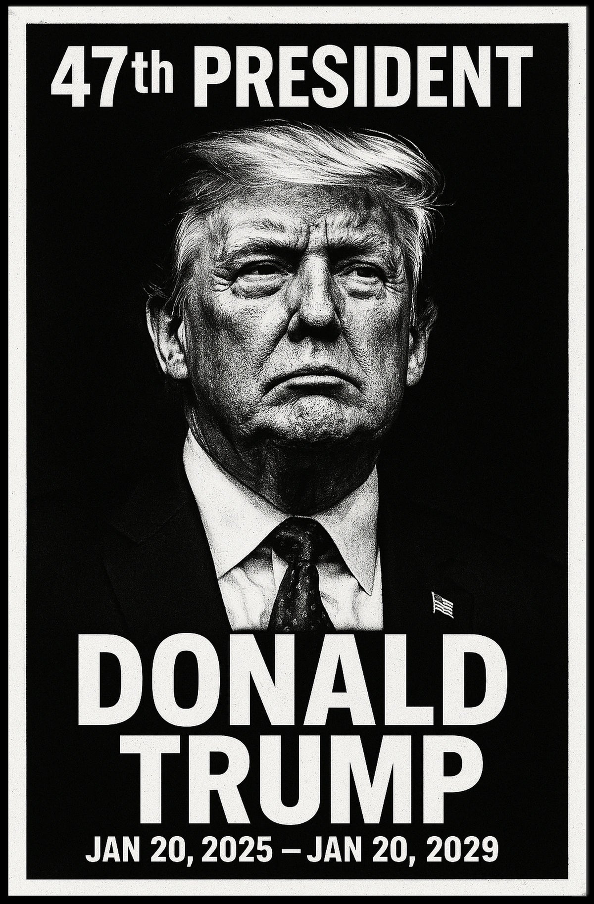 Trump Visionary Leader Cinematic Realism Patriotic Portrait American Flag Legacy Inspire Poster