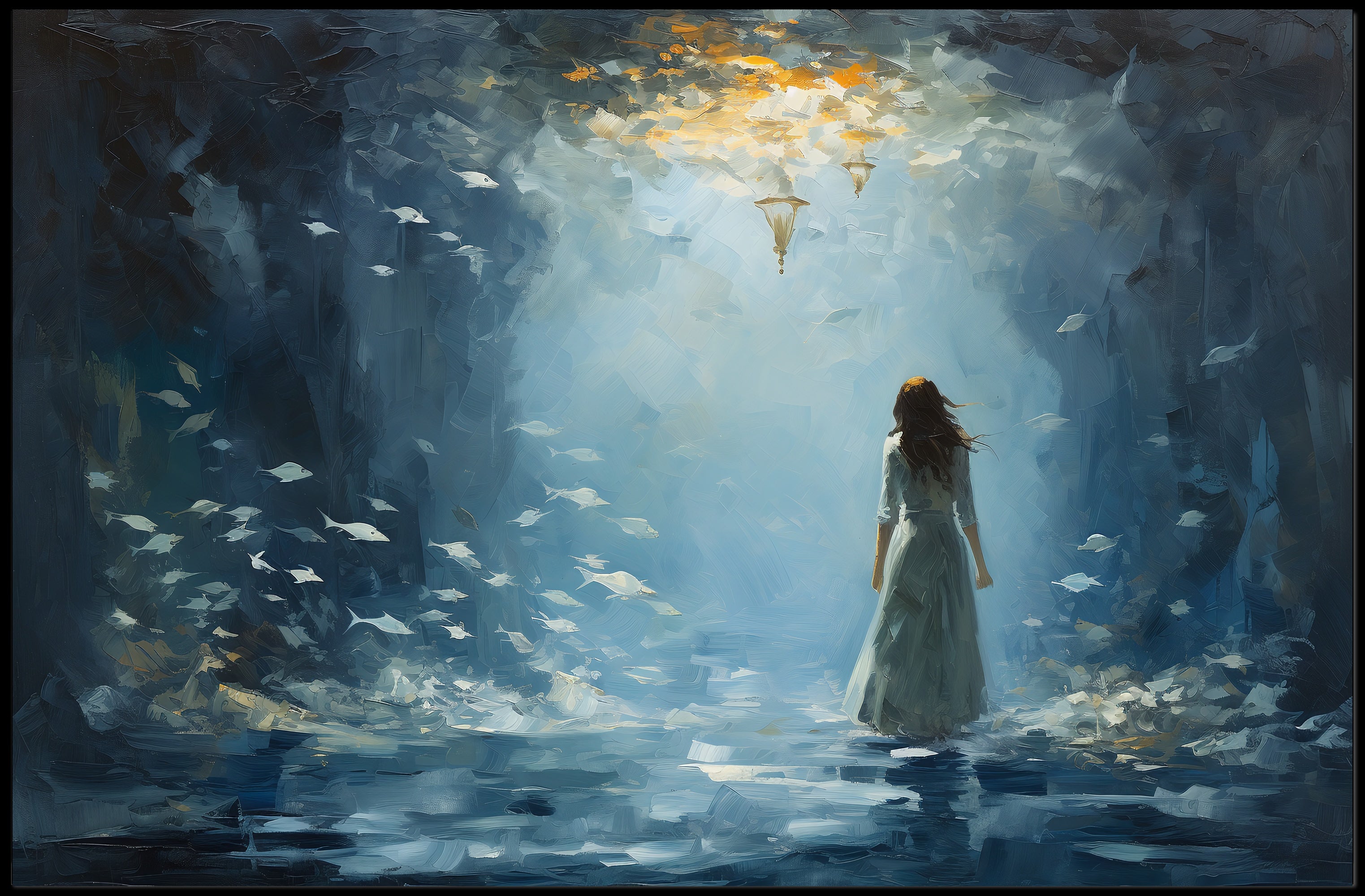 Dreamlike Ethereal Woman in Abstract Artistic Poster