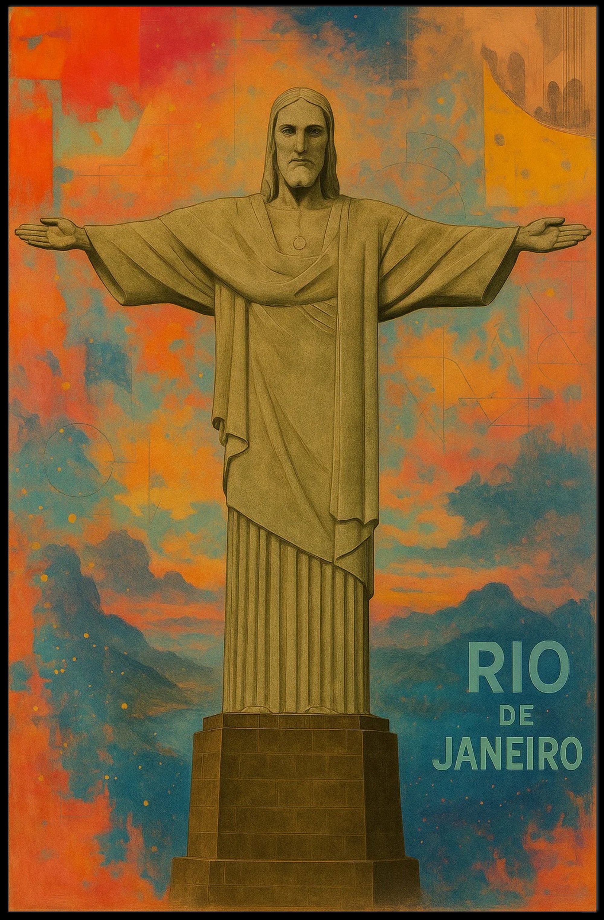 Christ the Redeemer Sunrise Travel Poster