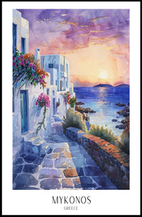 Mykonos Sunset Dreaming Travel Poster PosterGoat