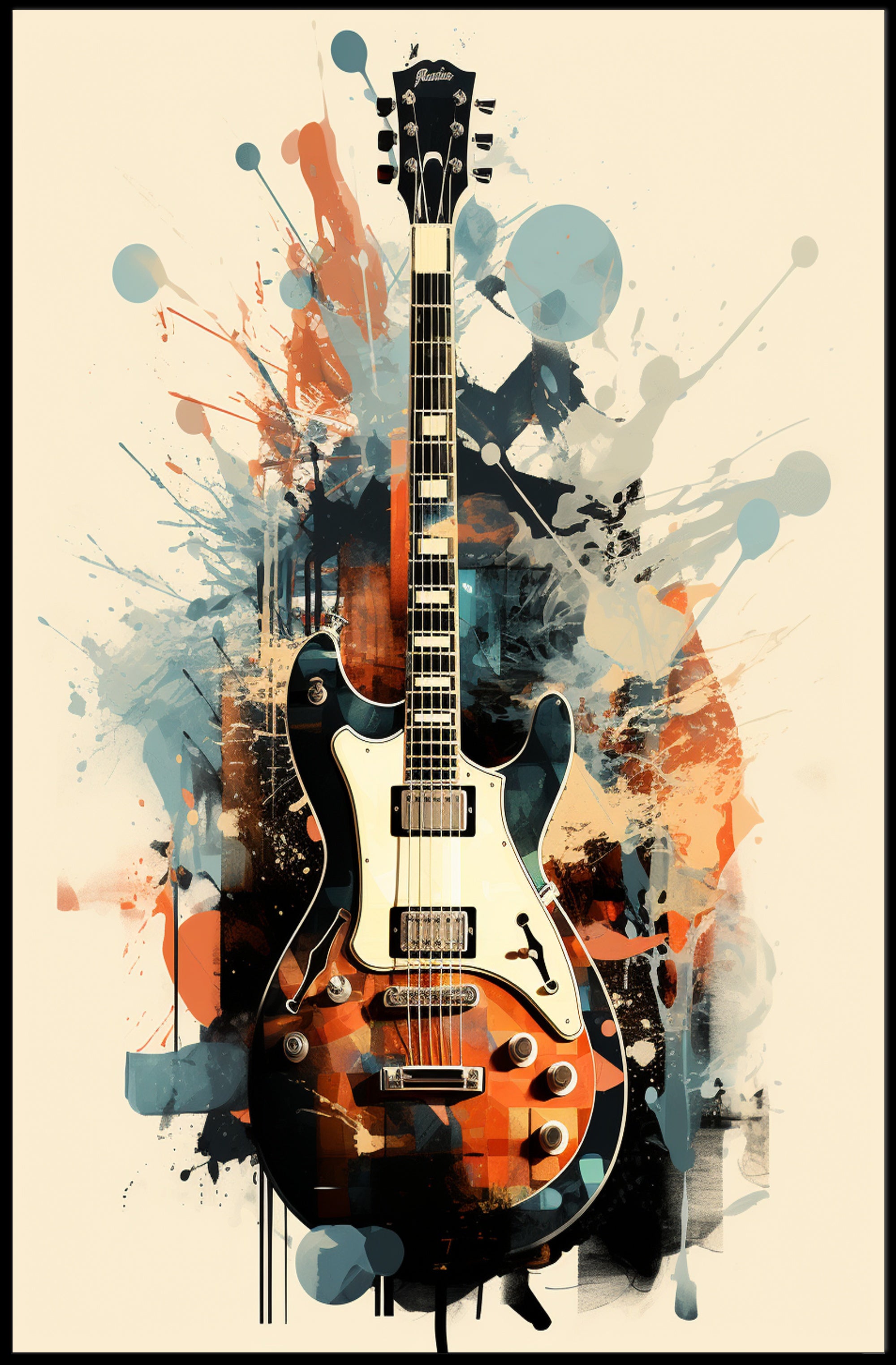 Vibrant Guitar Art Poster