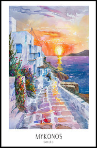 Mykonos Sunset Mediterranean Charm Travel Poster PosterGoat