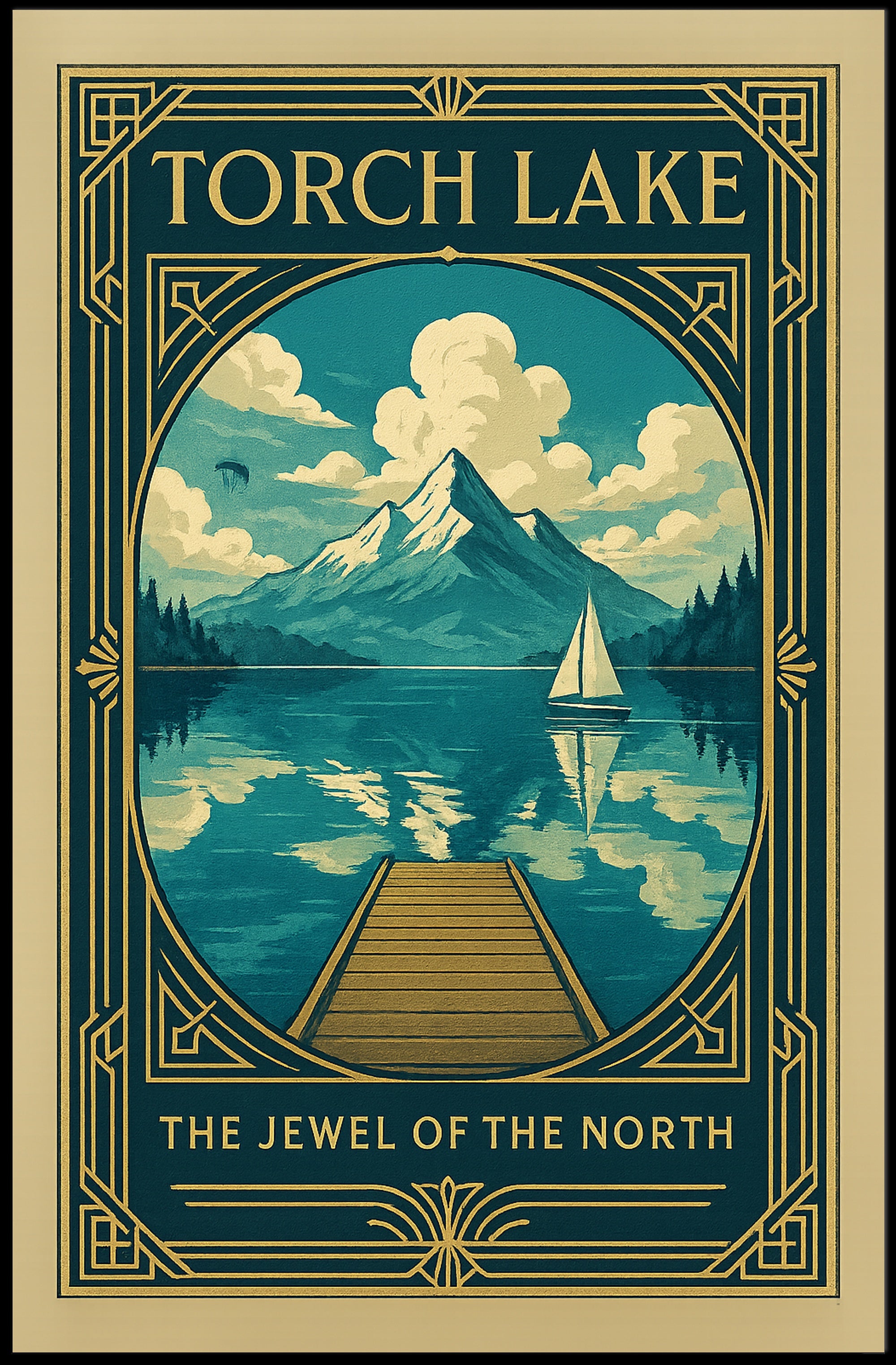 Torch Lake Vintage Travel Poster