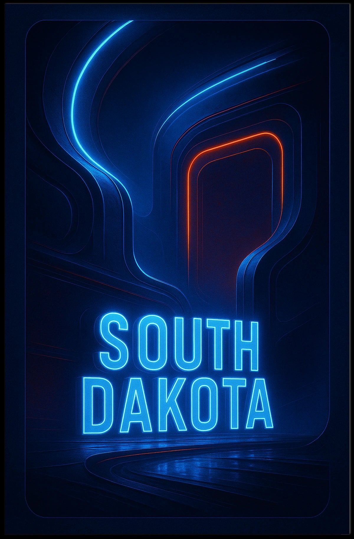 South Dakota Neon Vibes Poster
