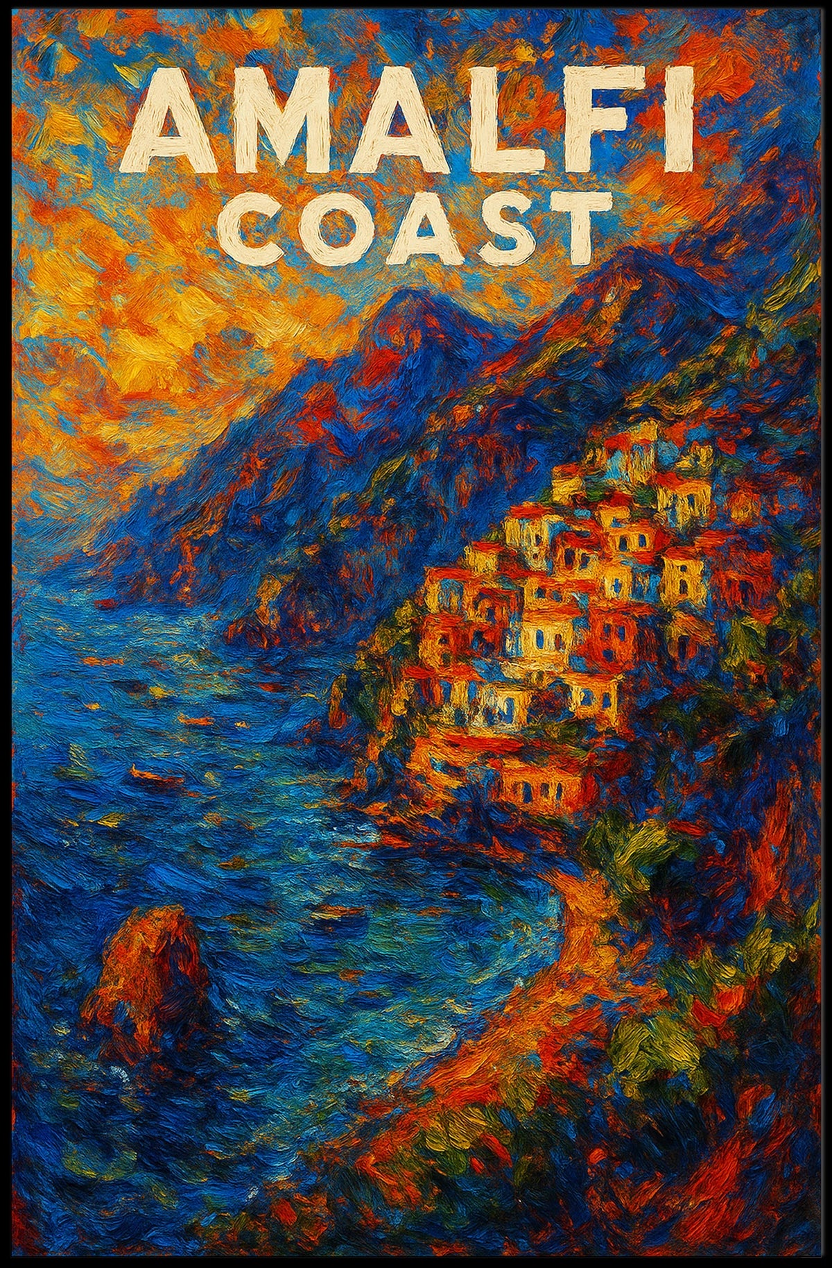 Amalfi Coast Poster Wall Art Print 18x24 Coastal Decor