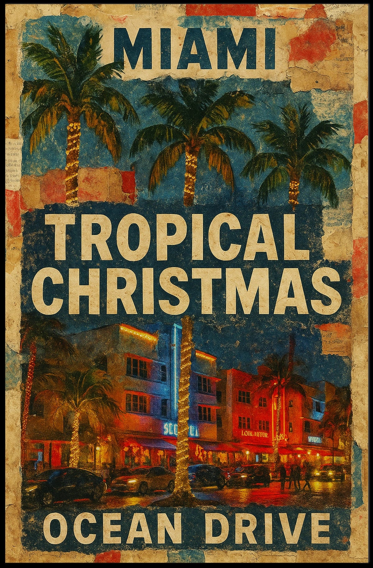 Miami Tropical Christmas Poster