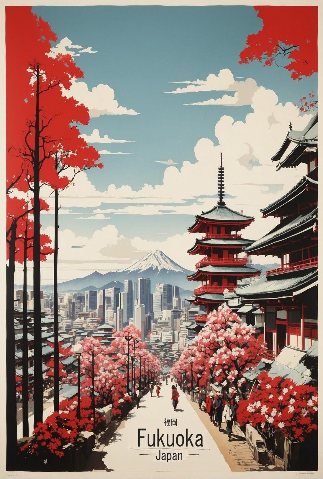 Fukuoka Harmony: Traditional Meets Modern Cultural or Heritage Poster