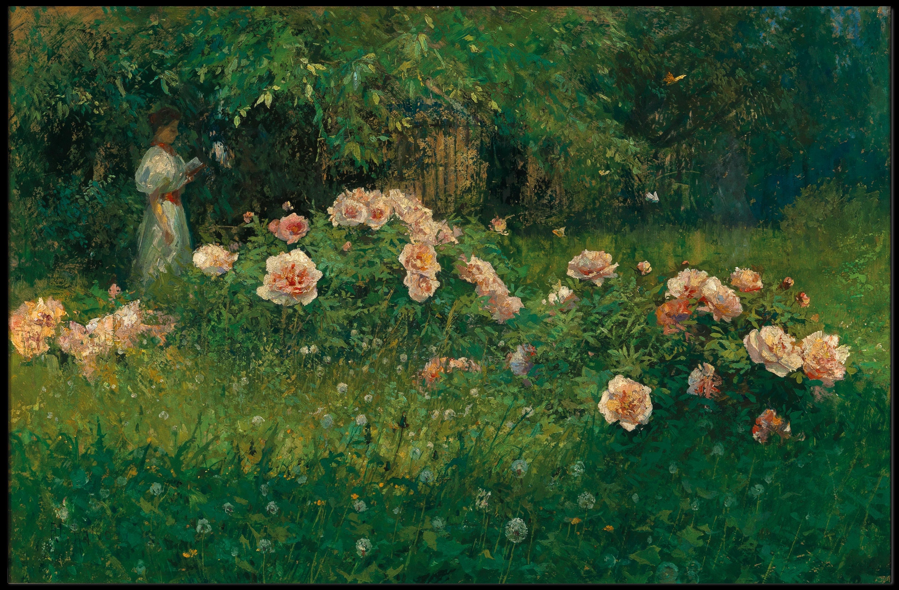 Woman in a Garden of Roses Poster