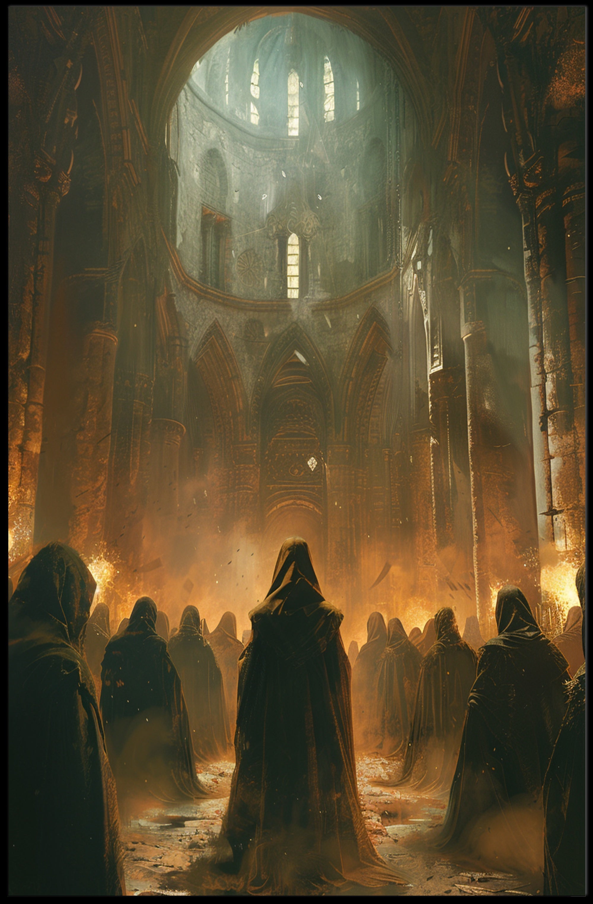 Mysterious Gothic Cathedral Ritual Art Poster PosterGoat