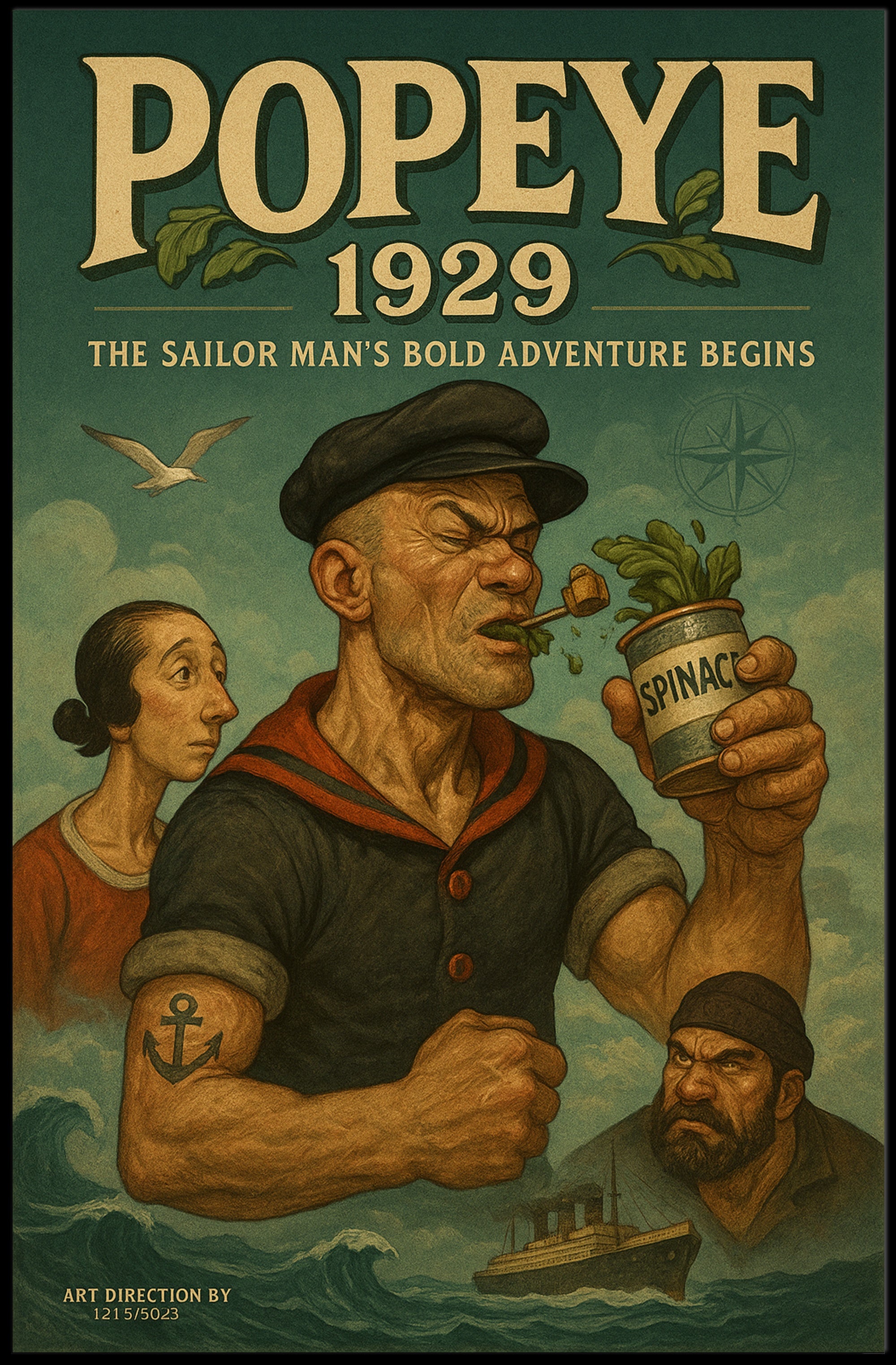 Popeye Vintage Nautical Poster 1929 Sailor Print