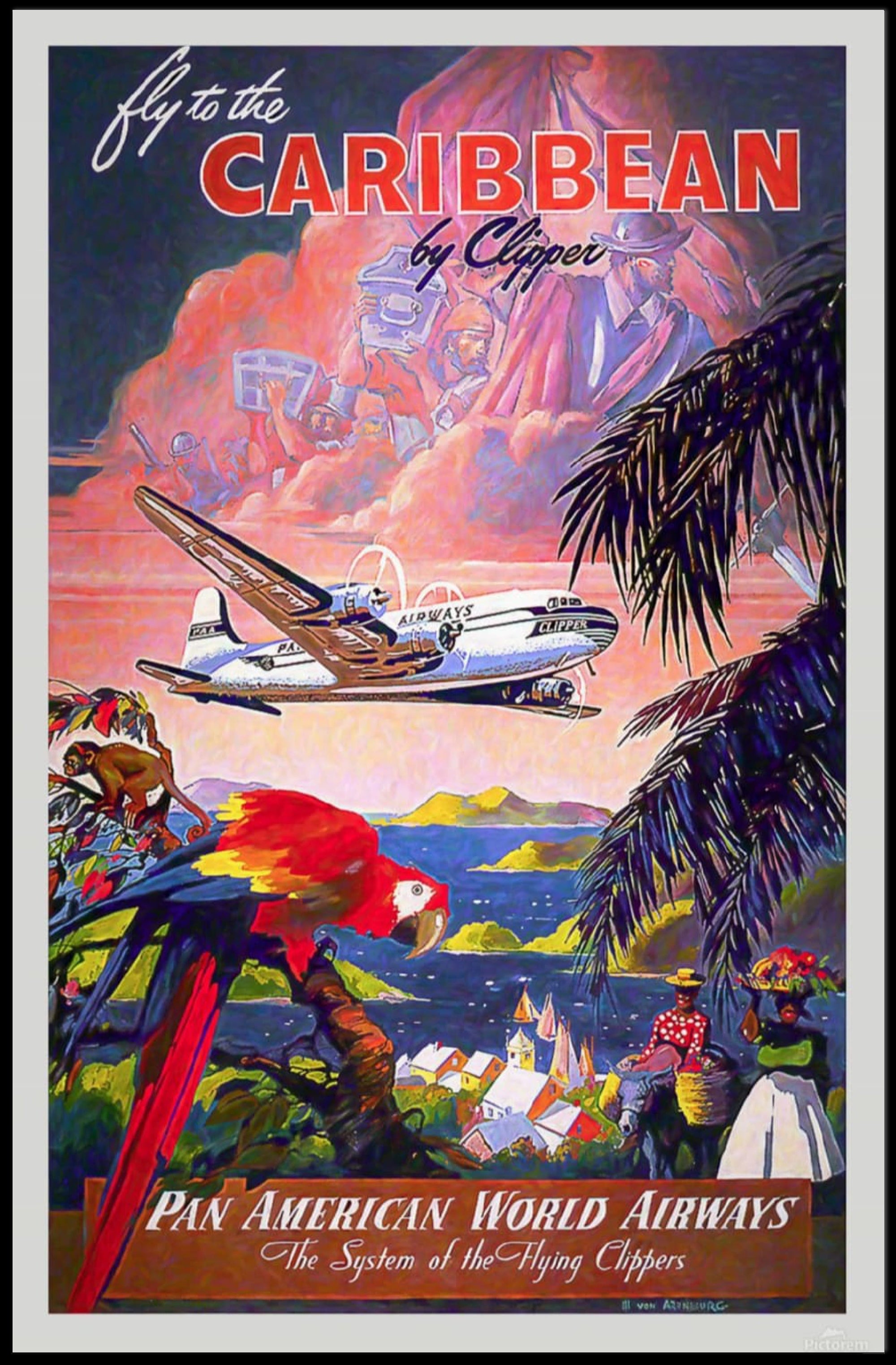 Caribbean Adventure Pan American Travel Poster PosterGoat