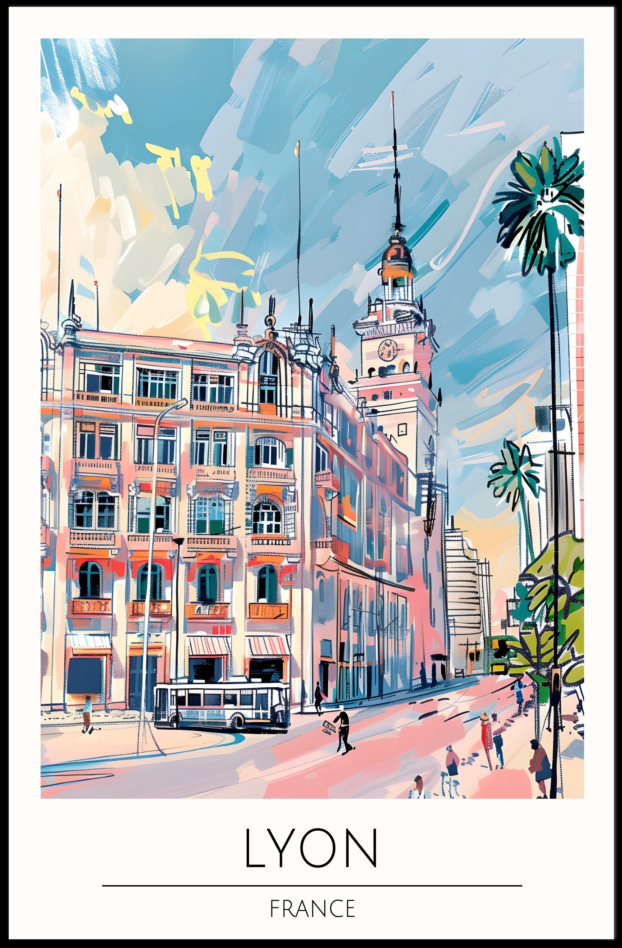 Vibrant Lyon Illustration Poster PosterGoat
