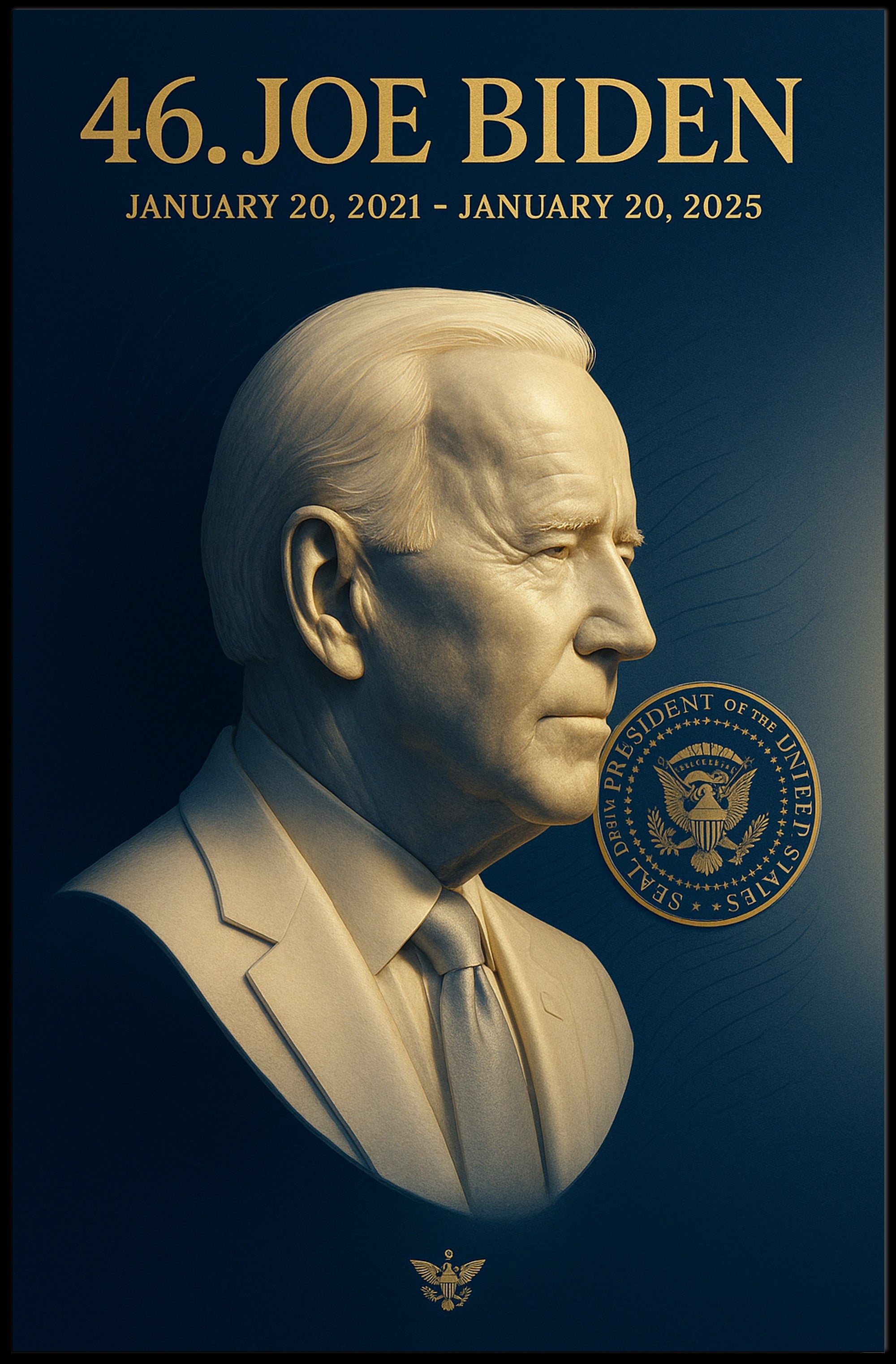 Joe Biden 3d bust 46th President Poster PosterGoat