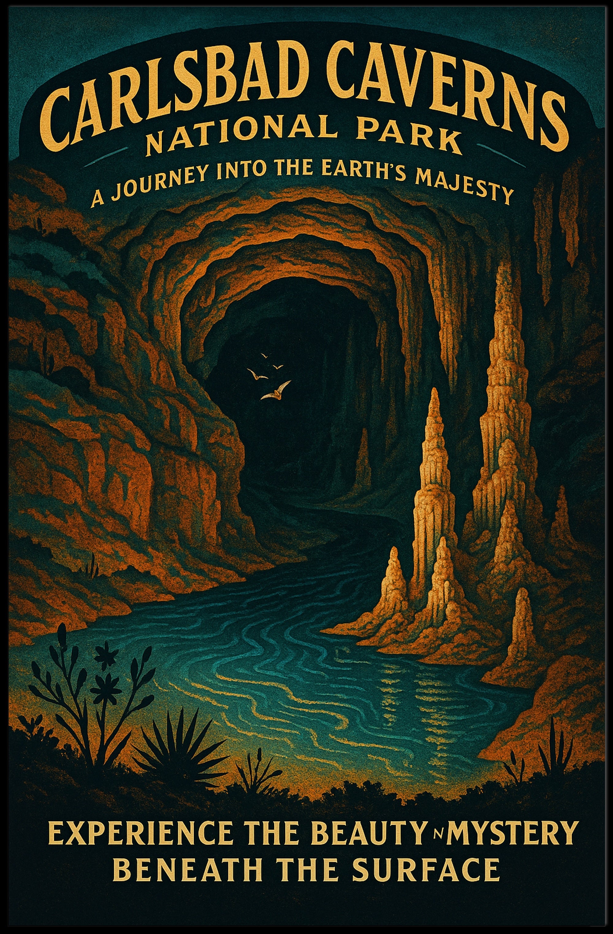 Carlsbad Caverns Travel Adventure: National Park Poster