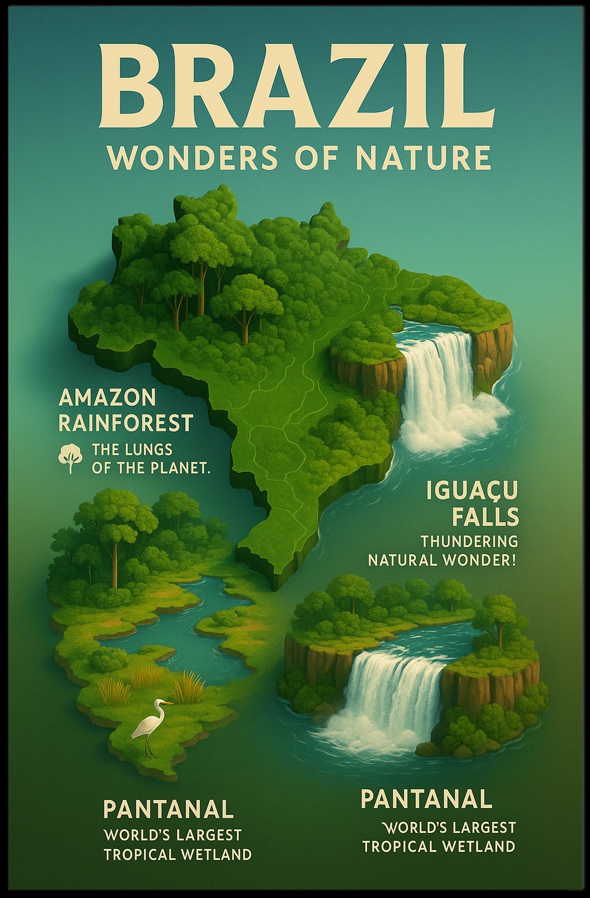 Brazil's Natural Wonders Illustrated Infographic Poster