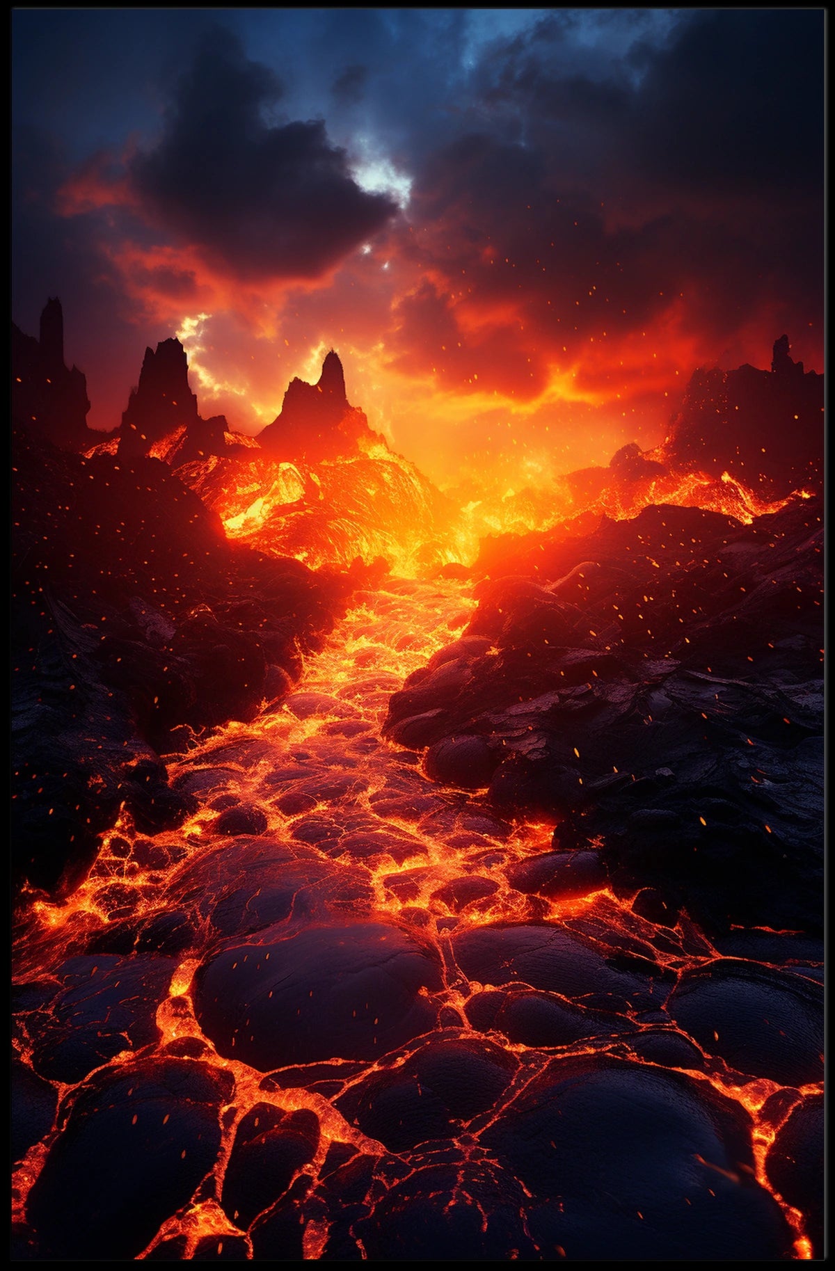 Fiery Landscape Poster