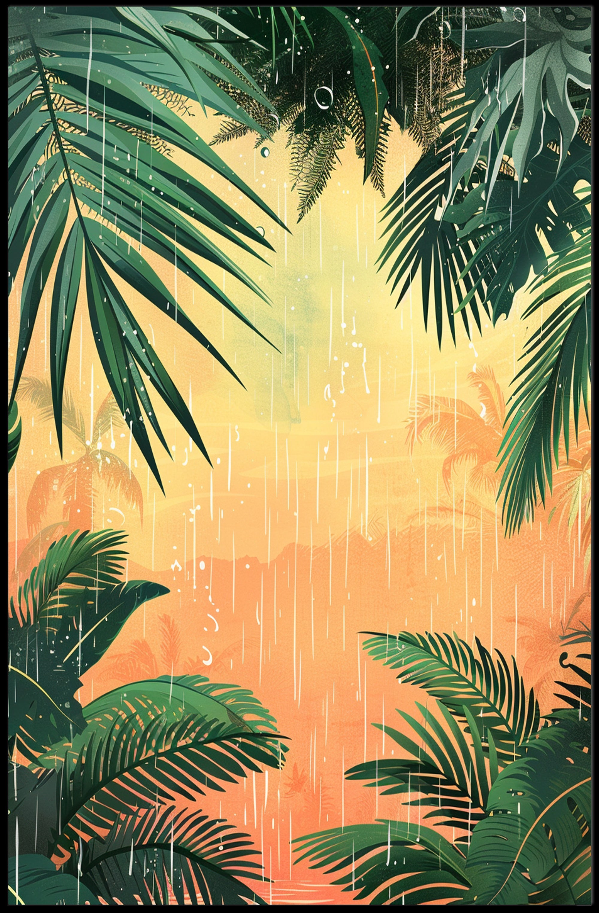 Tropical Rainfall Art Print Poster for Home Decor and Travel Enthusiasts PosterGoat