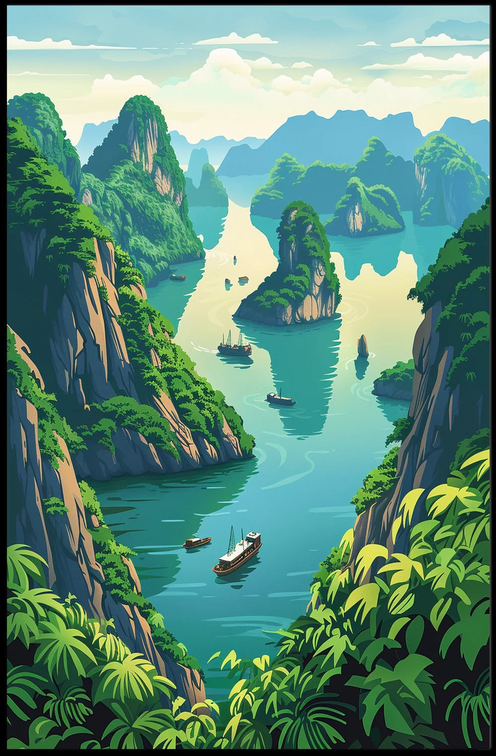 Tropical Seascape Poster: Halong Bay Adventure Art
