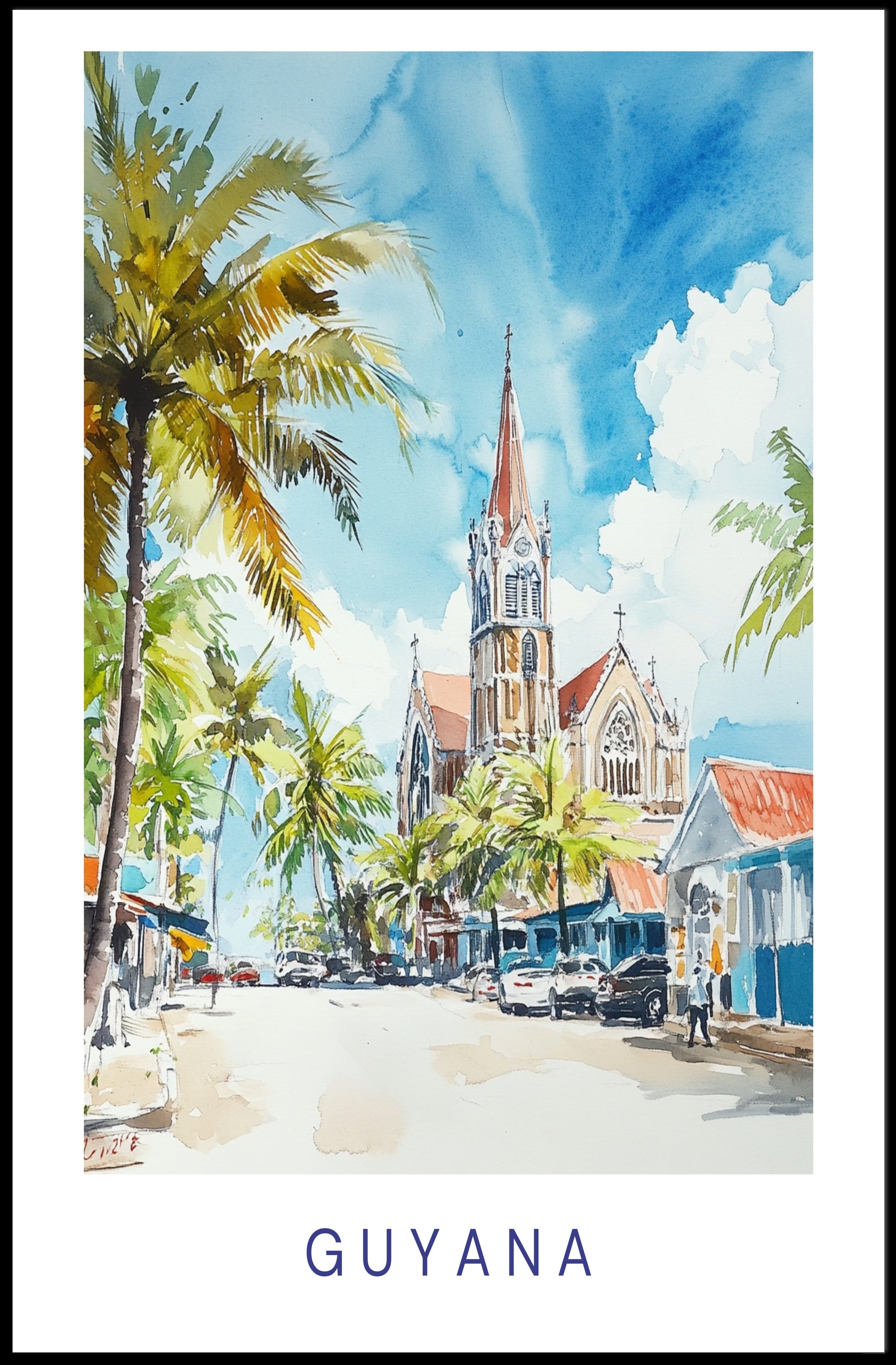 Vibrant Streets of Guyana Poster PosterGoat