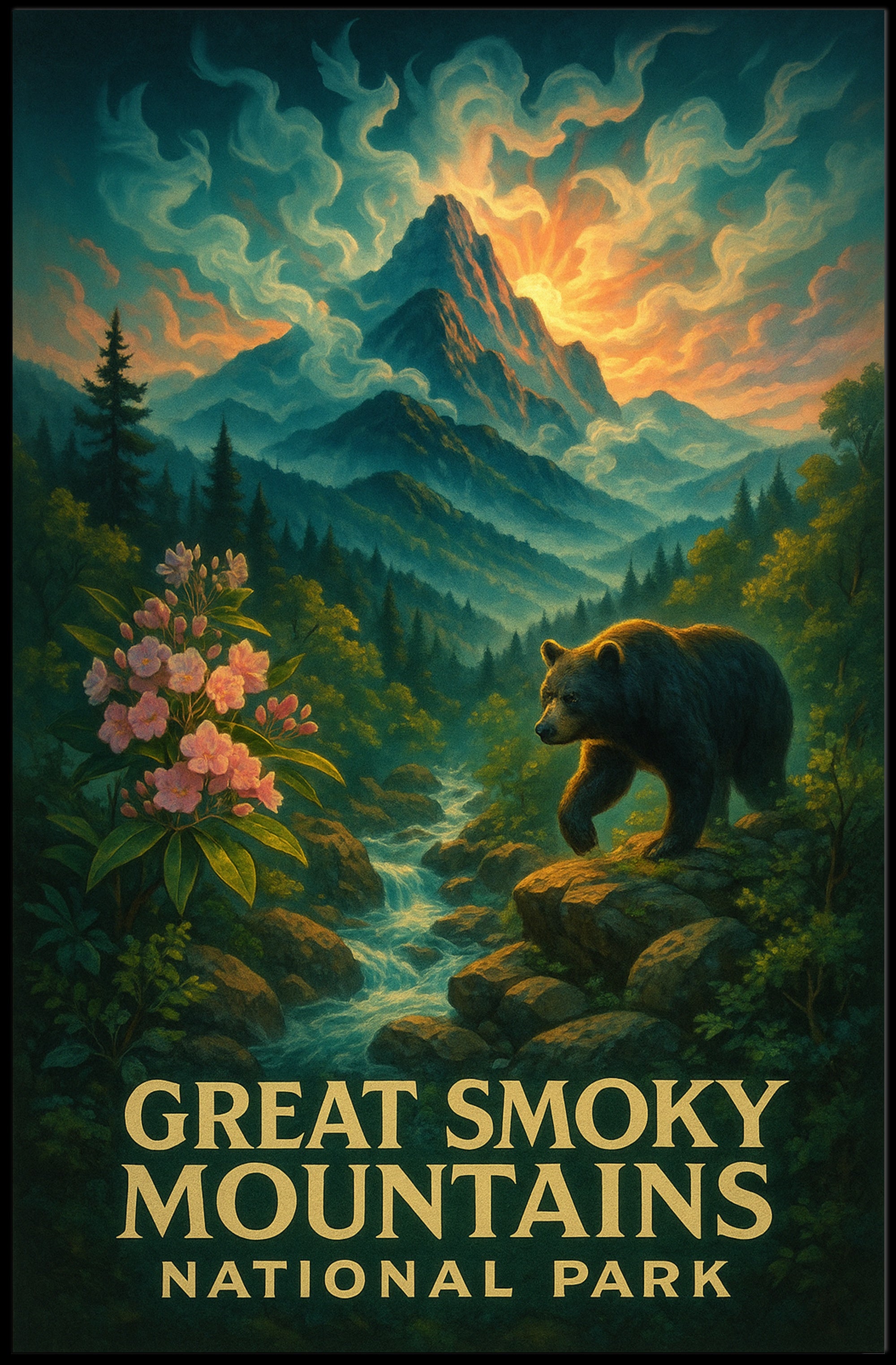 Great Smoky Mountains Scenic Poster Wall Art