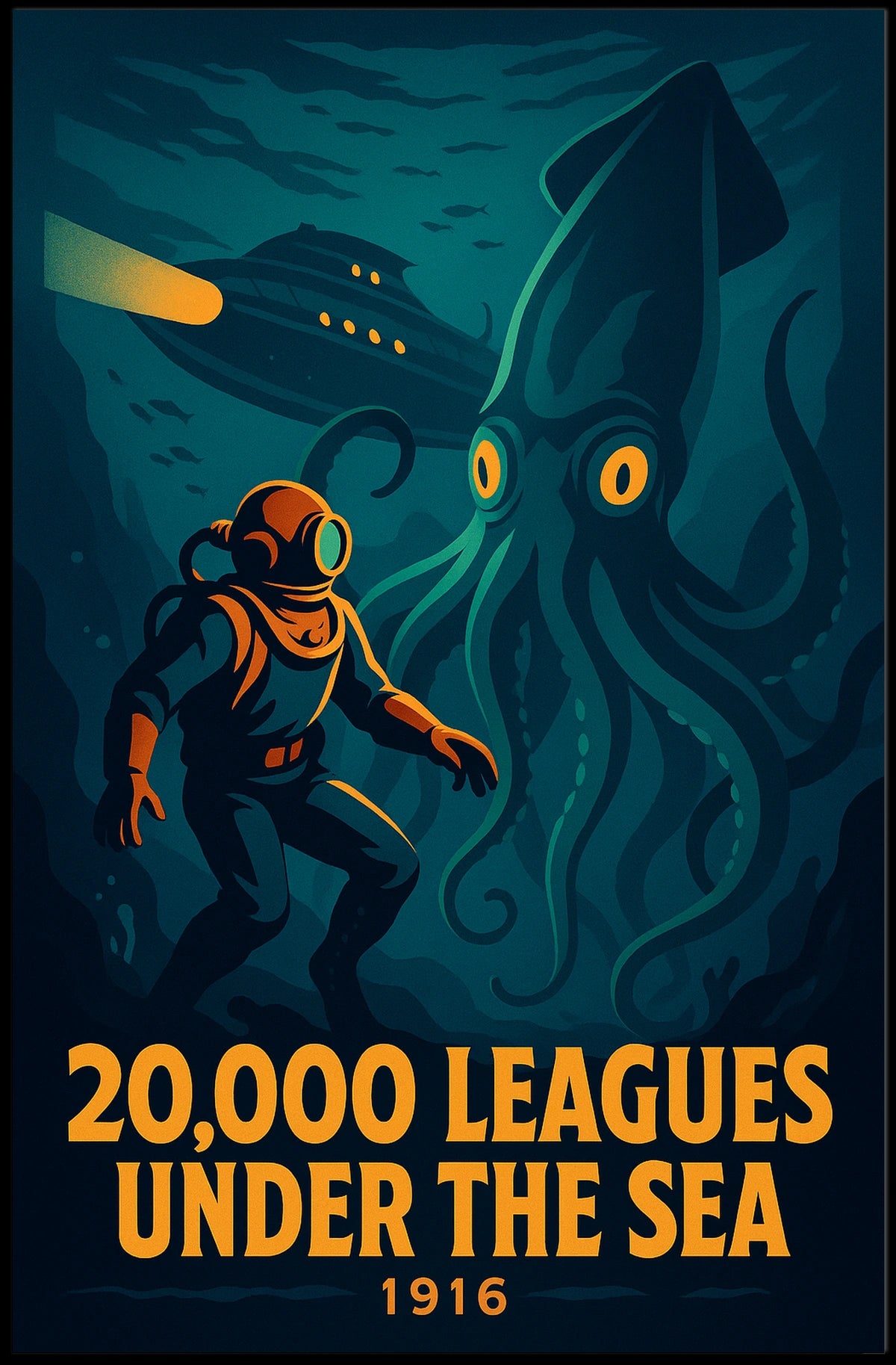 Undersea Adventure Jules Verne Cinematic Poster