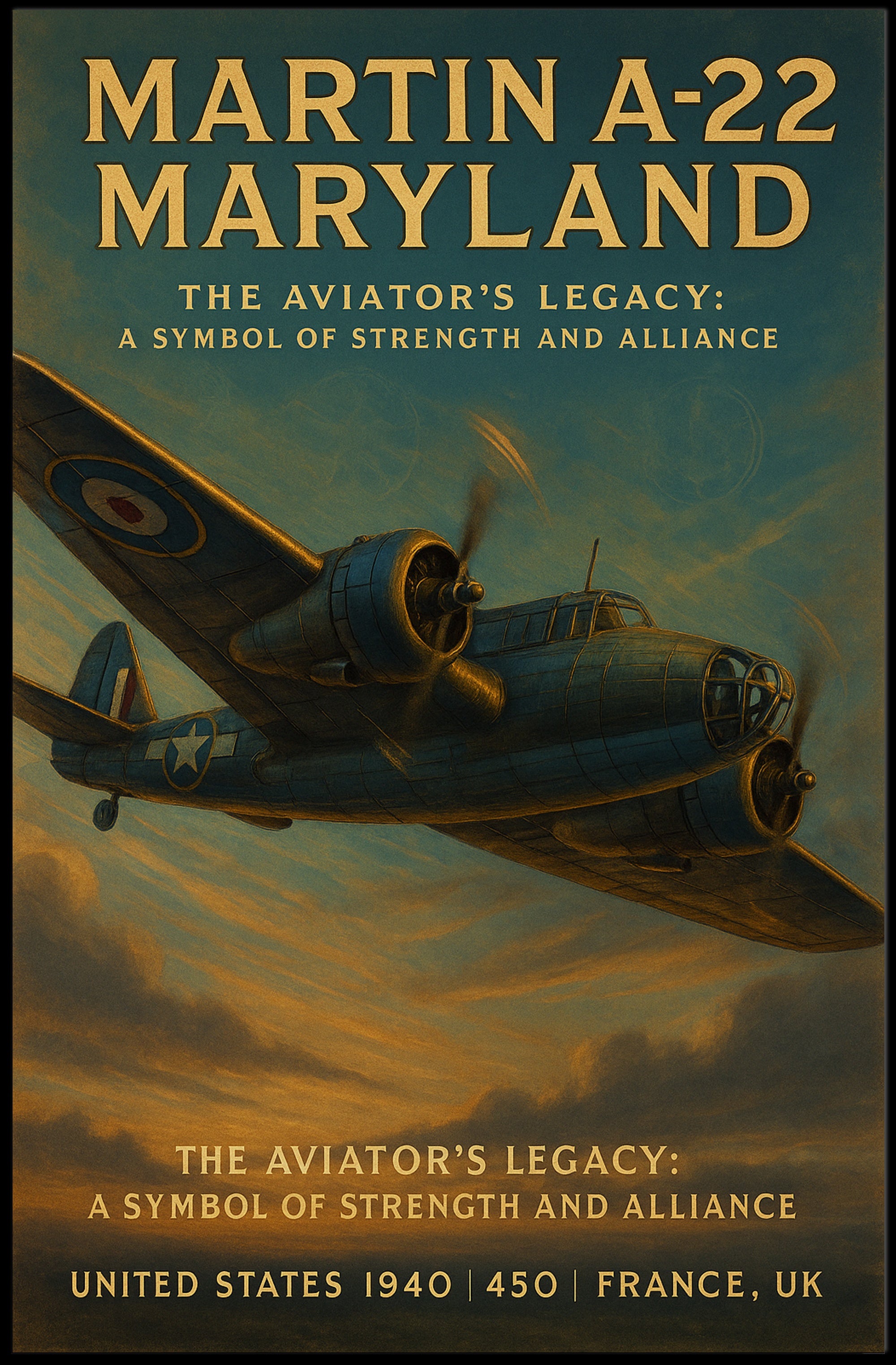 Martin A 22 Maryland Vintage Aviation Poster