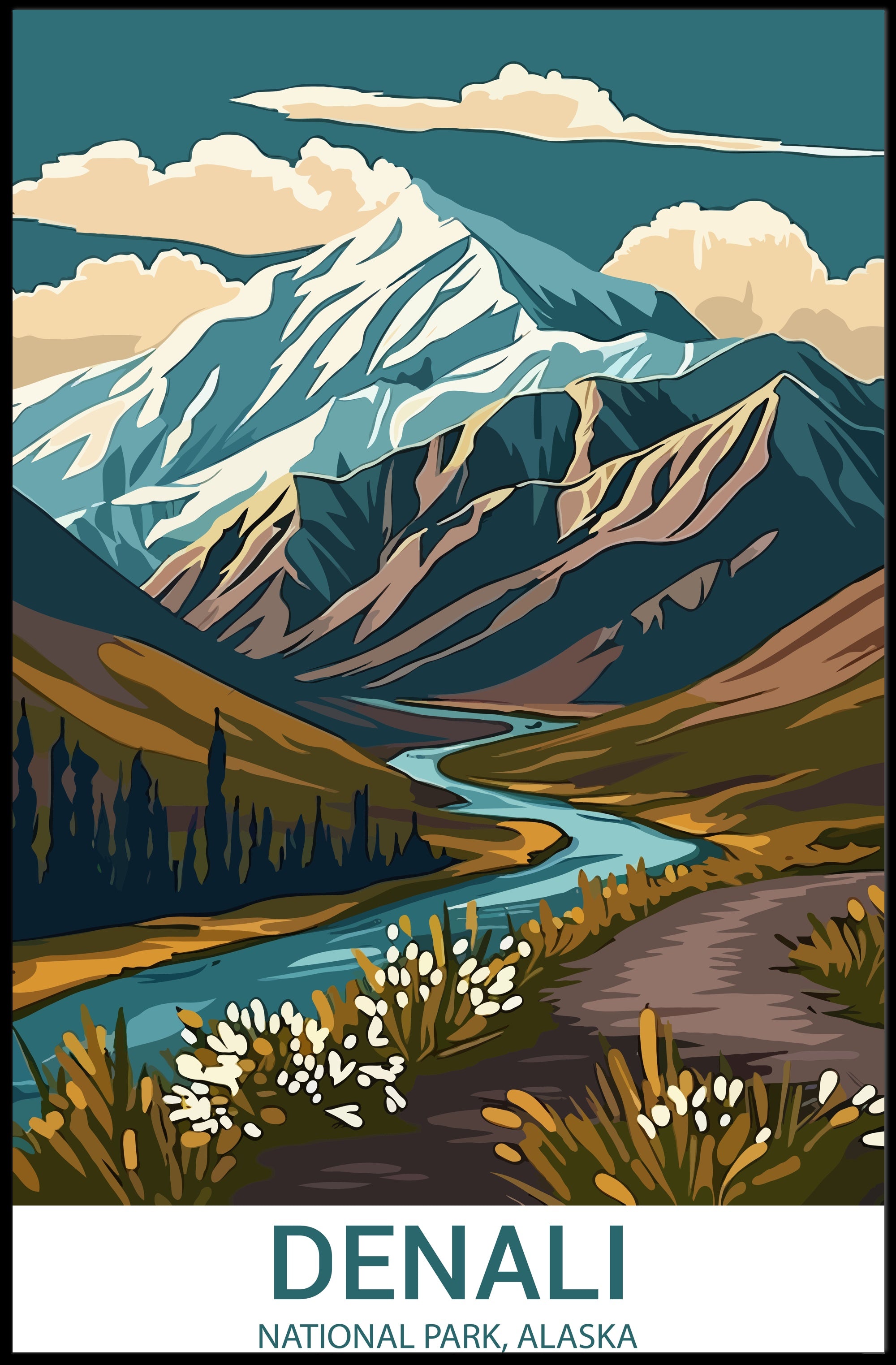 Majestic Denali National Park Scenic Mountain Poster