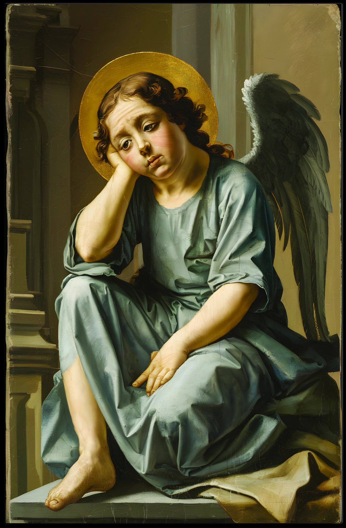 Contemplative Angel Poster
