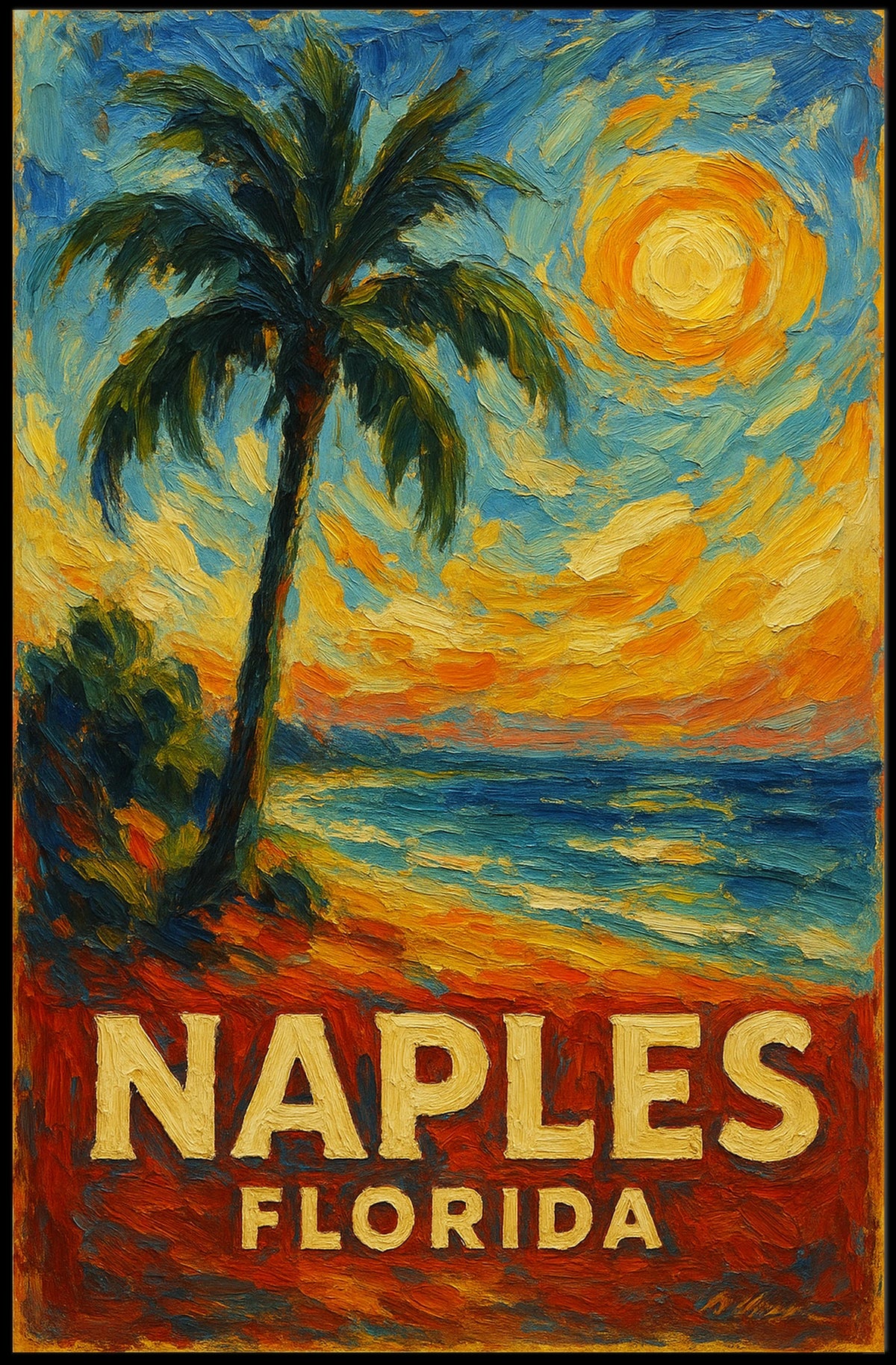 Naples Florida Brushstroke Art Poster