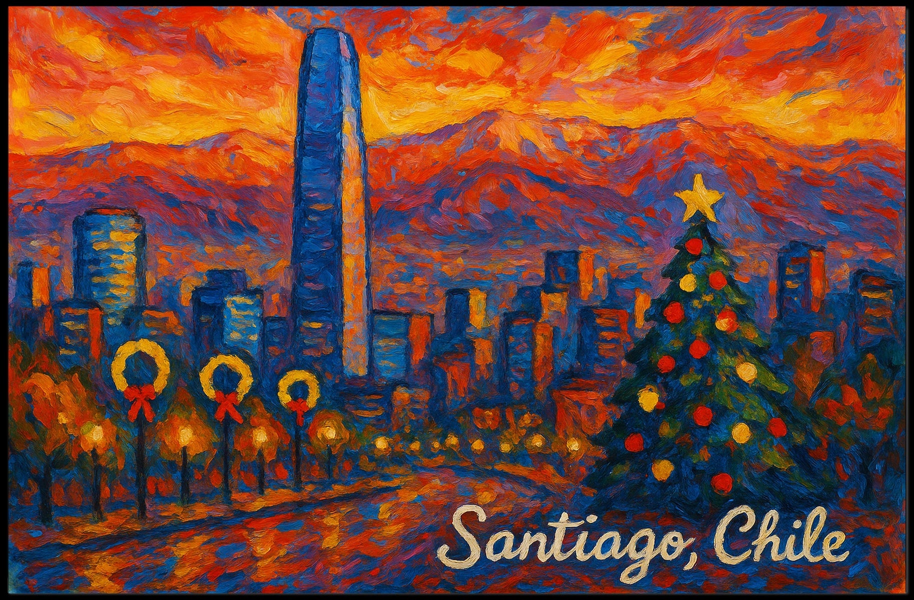 Christmas in Santiago, Chile Poster