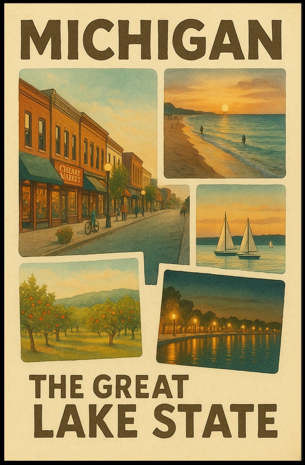 Michigan The Great Lake State Poster