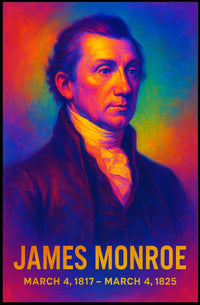James Monroe 5th President of the United States Neon Gradient Overlay Poster