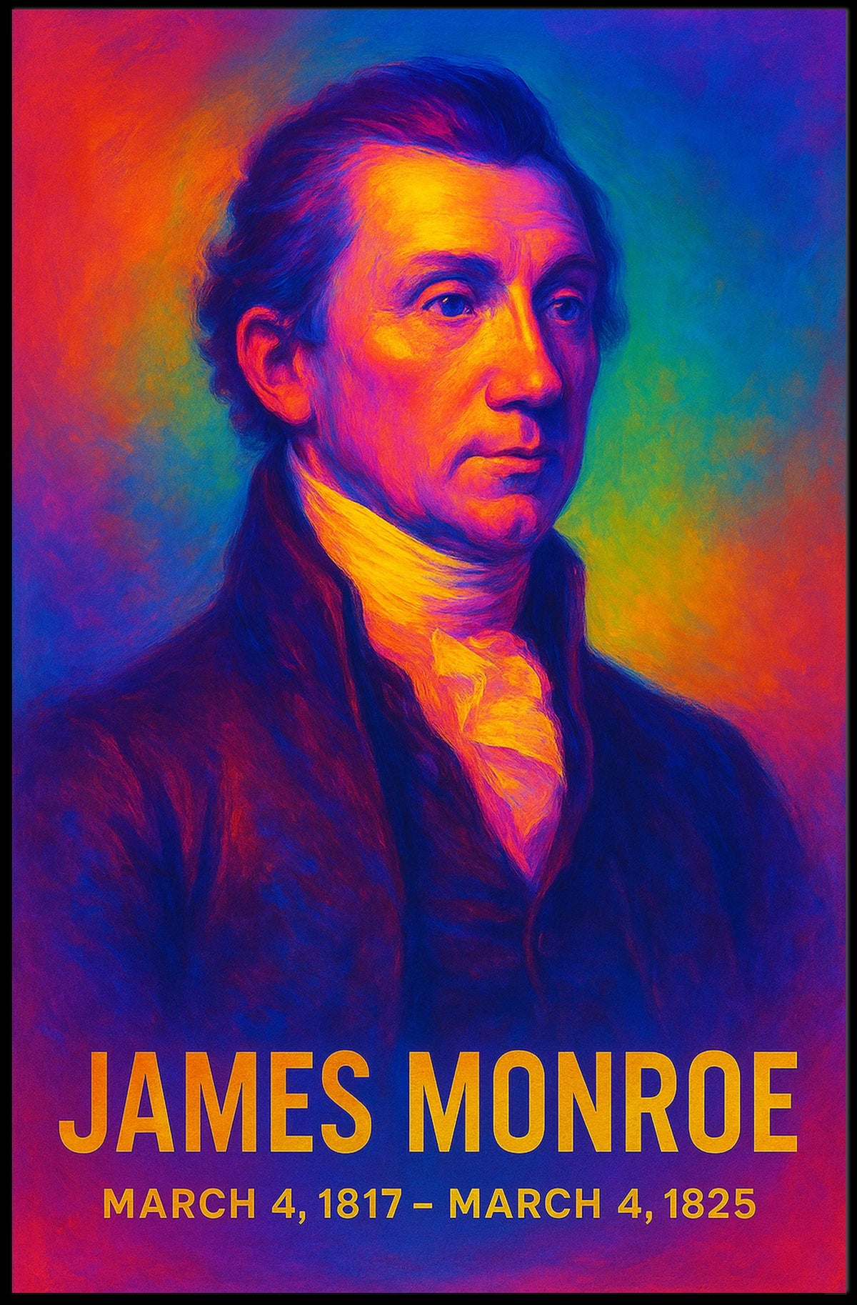 James Monroe 5th President of the United States Neon Gradient Overlay Poster