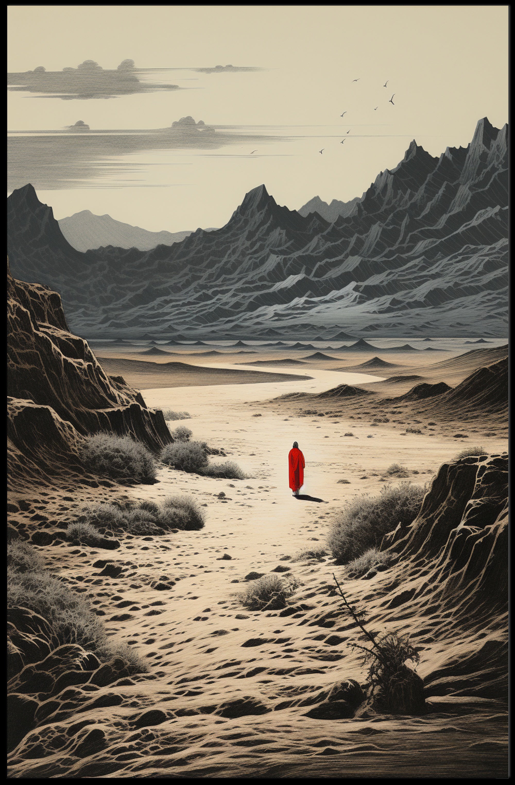 Solitary Wanderer In The Desert Poster