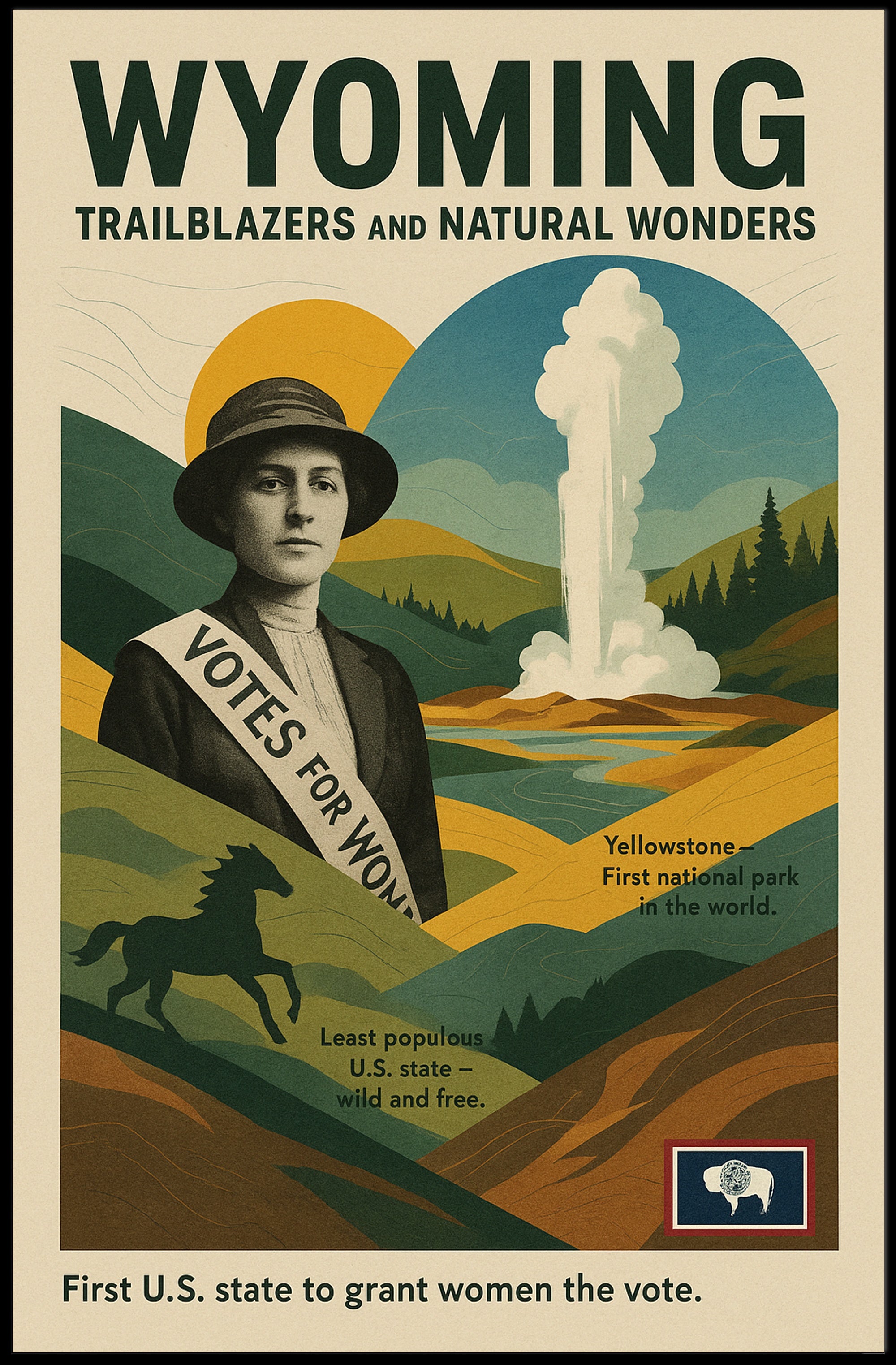 Wyoming Trailblazers and Natural Wonders Poster PosterGoat