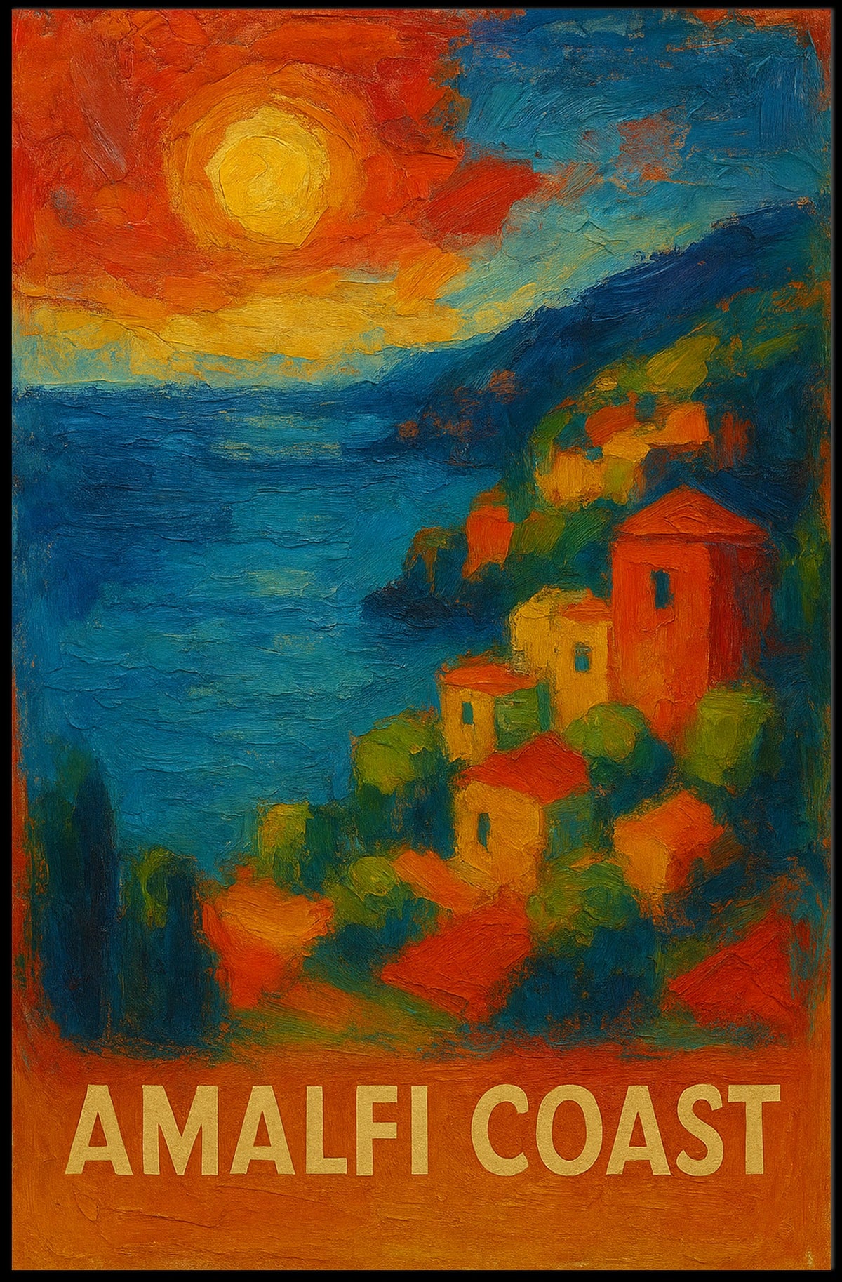 Amalfi Coast Poster Wall Art for Coastal Home Decor