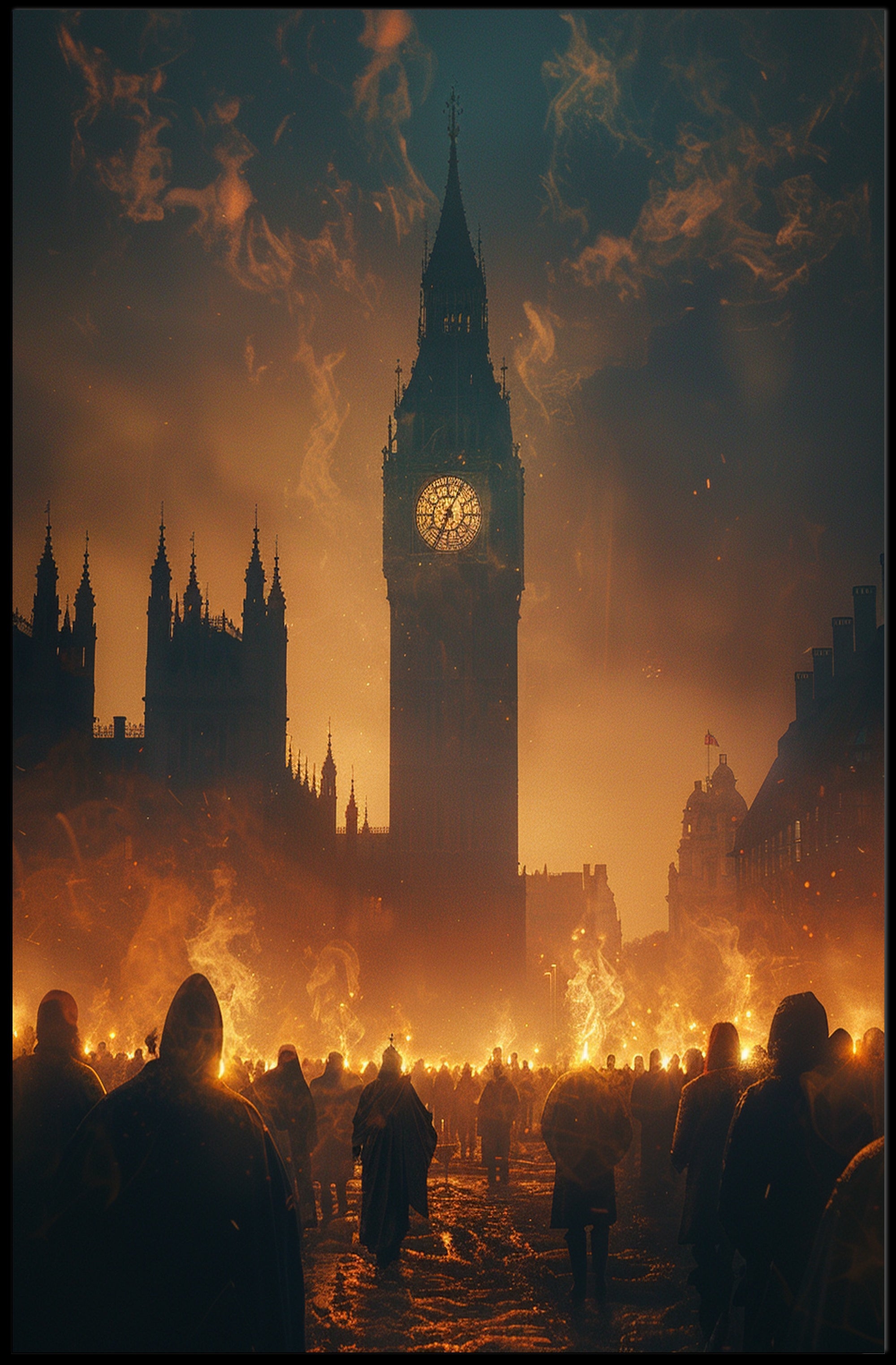 Dystopian Sunset: Post-Apocalyptic Urban Art Poster