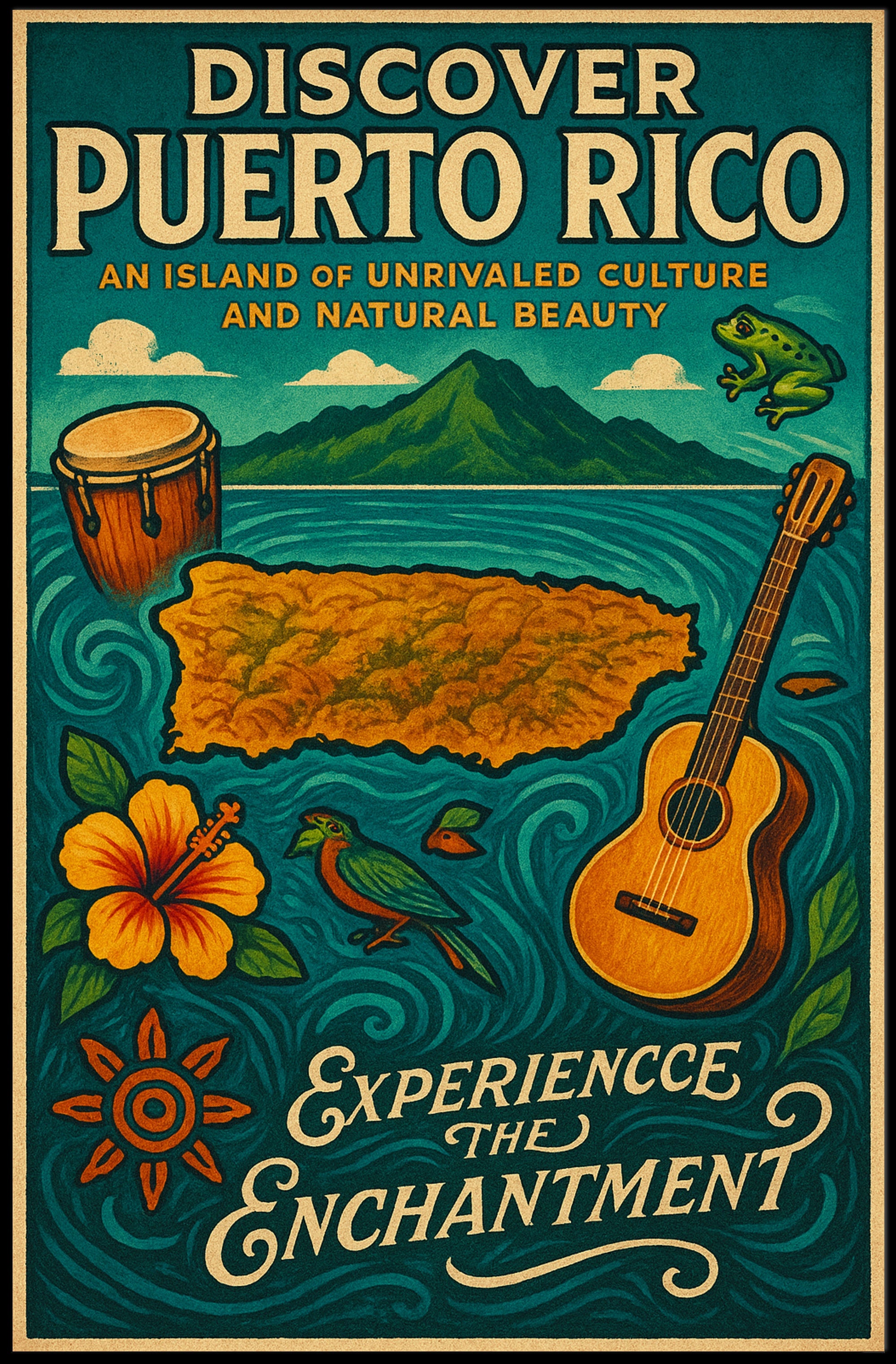 Discover Puerto Rico Vintage Travel Poster PosterGoat