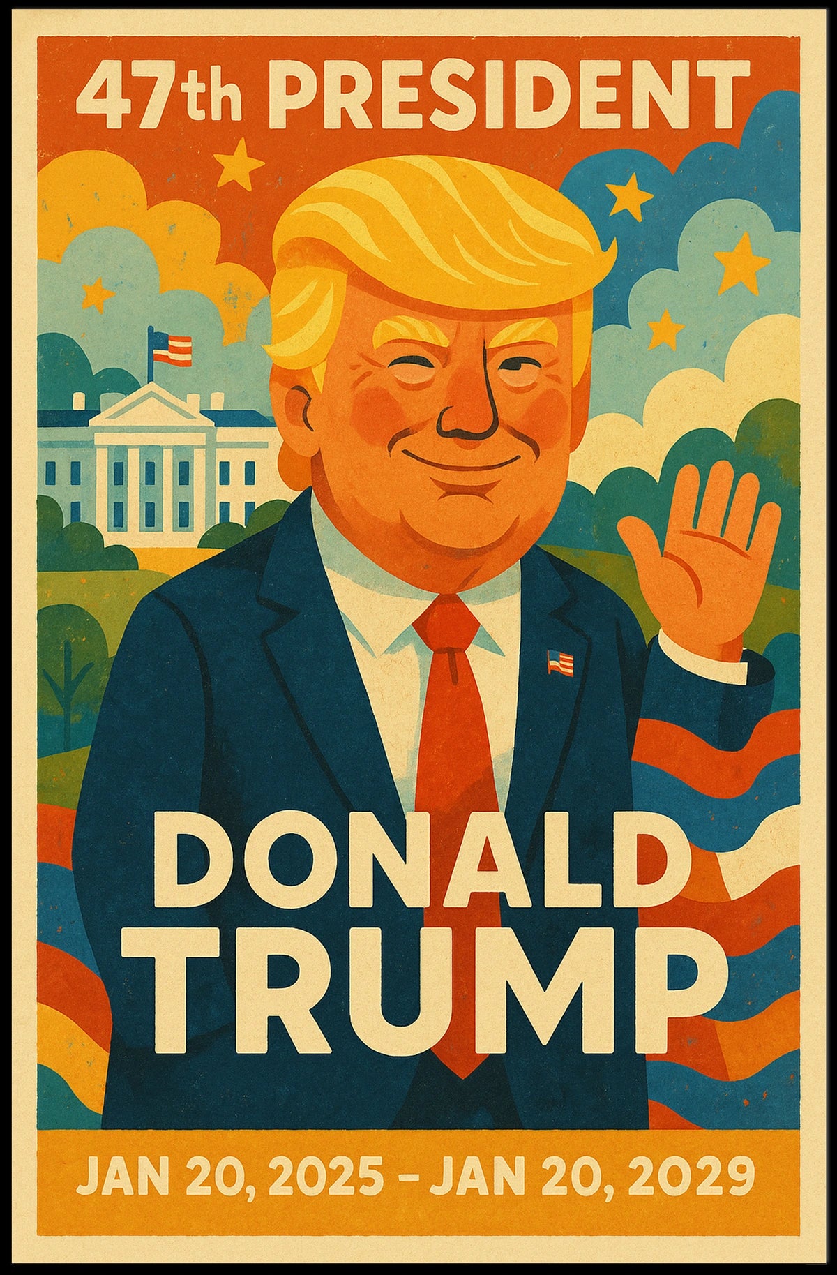 Trump Kaleidoscope Stars Journey Patriotic Retro 80s Poster