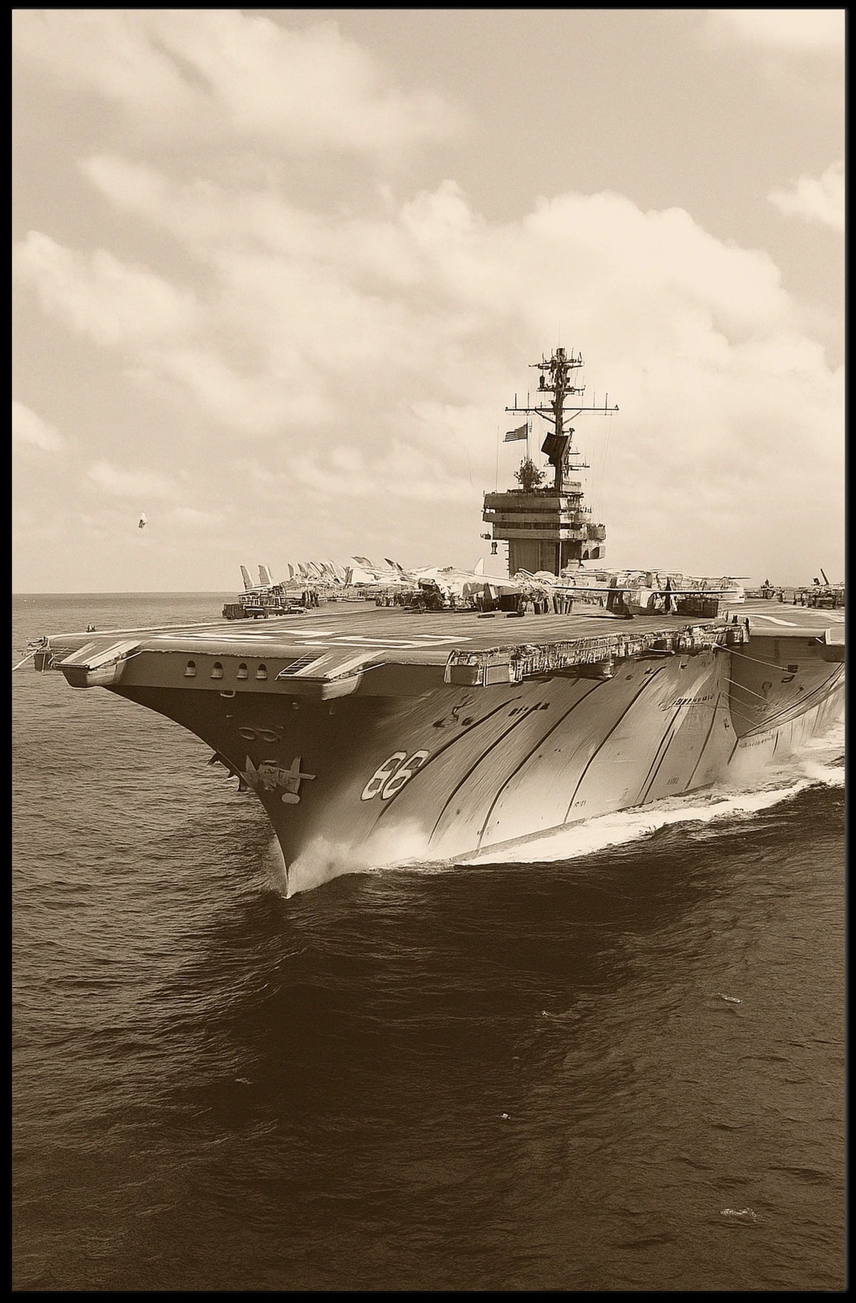 Majestic Aircraft Carrier at Sea Poster