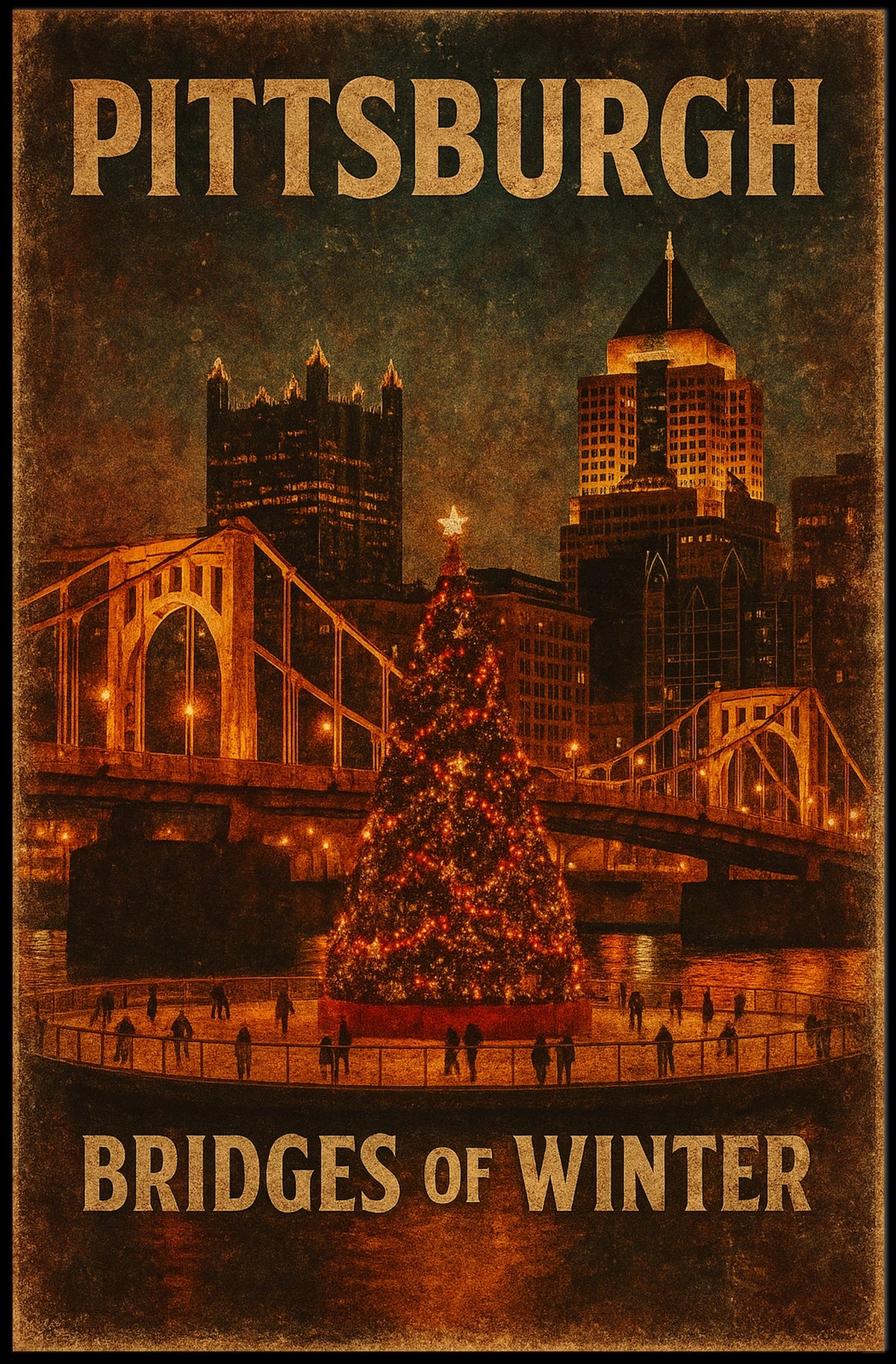 Pittsburgh Bridges Of Winter Poster