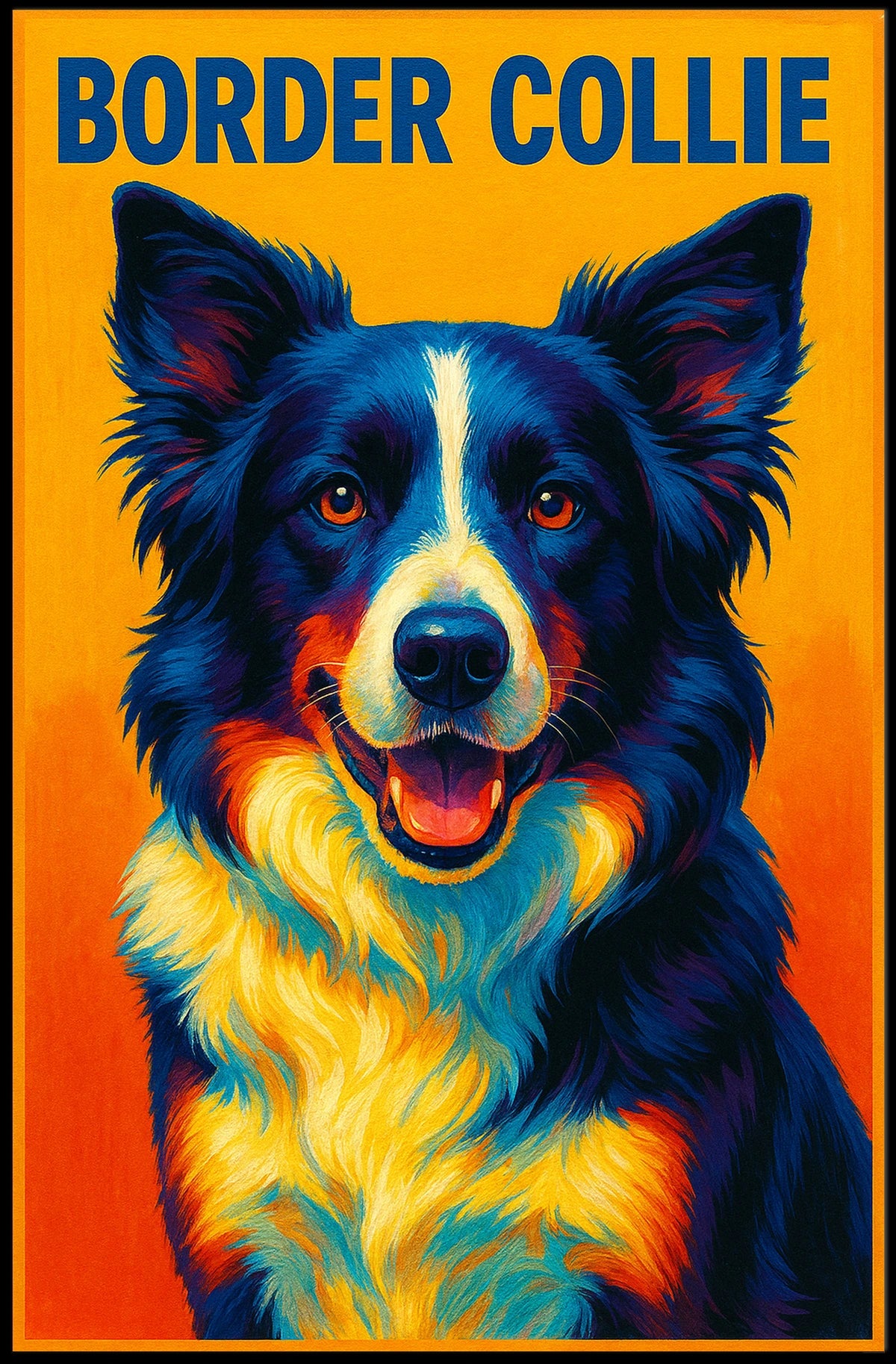 Vibrant Border Collie Portrait Poster