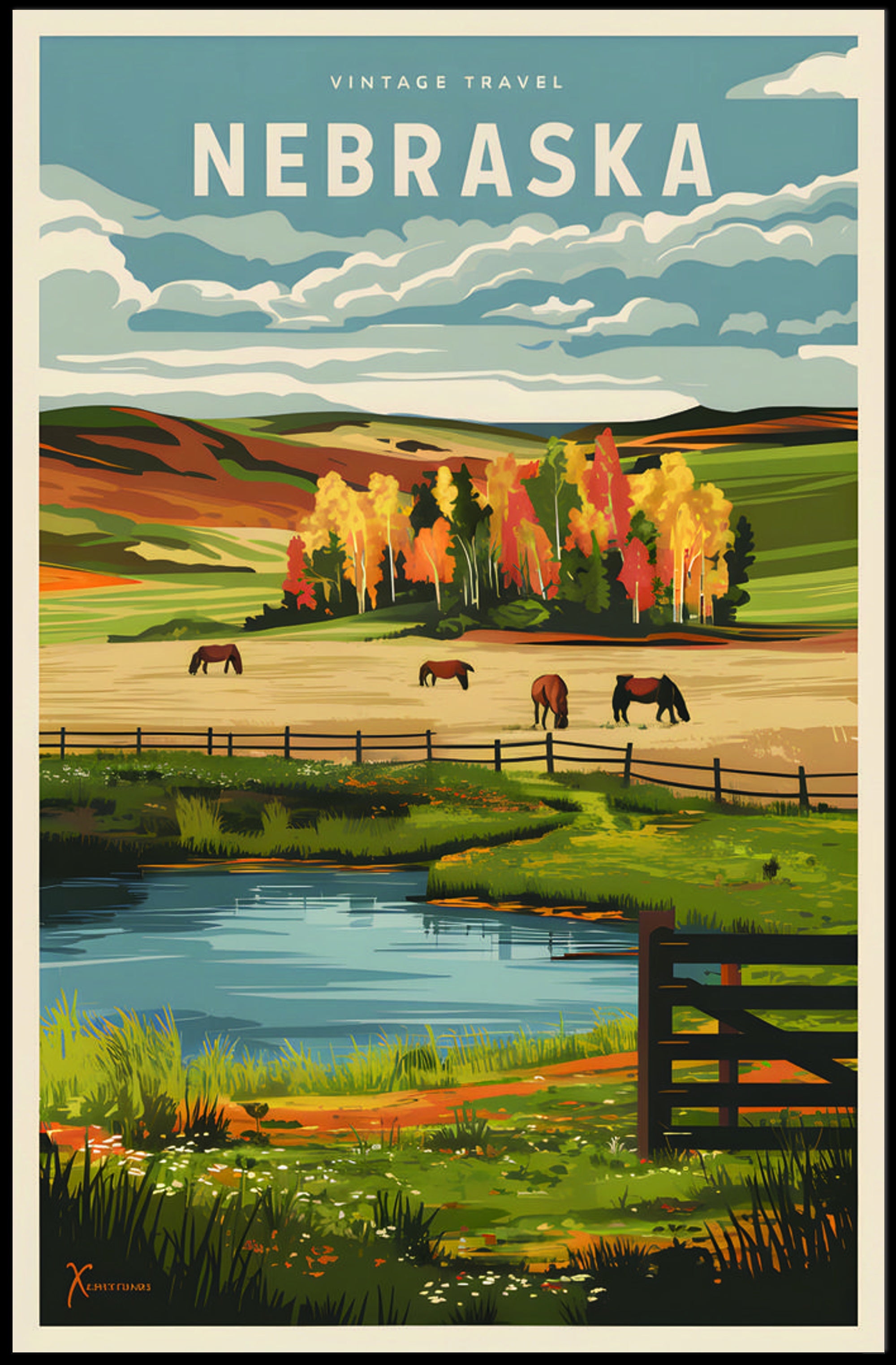 Vintage Nebraska Travel Poster