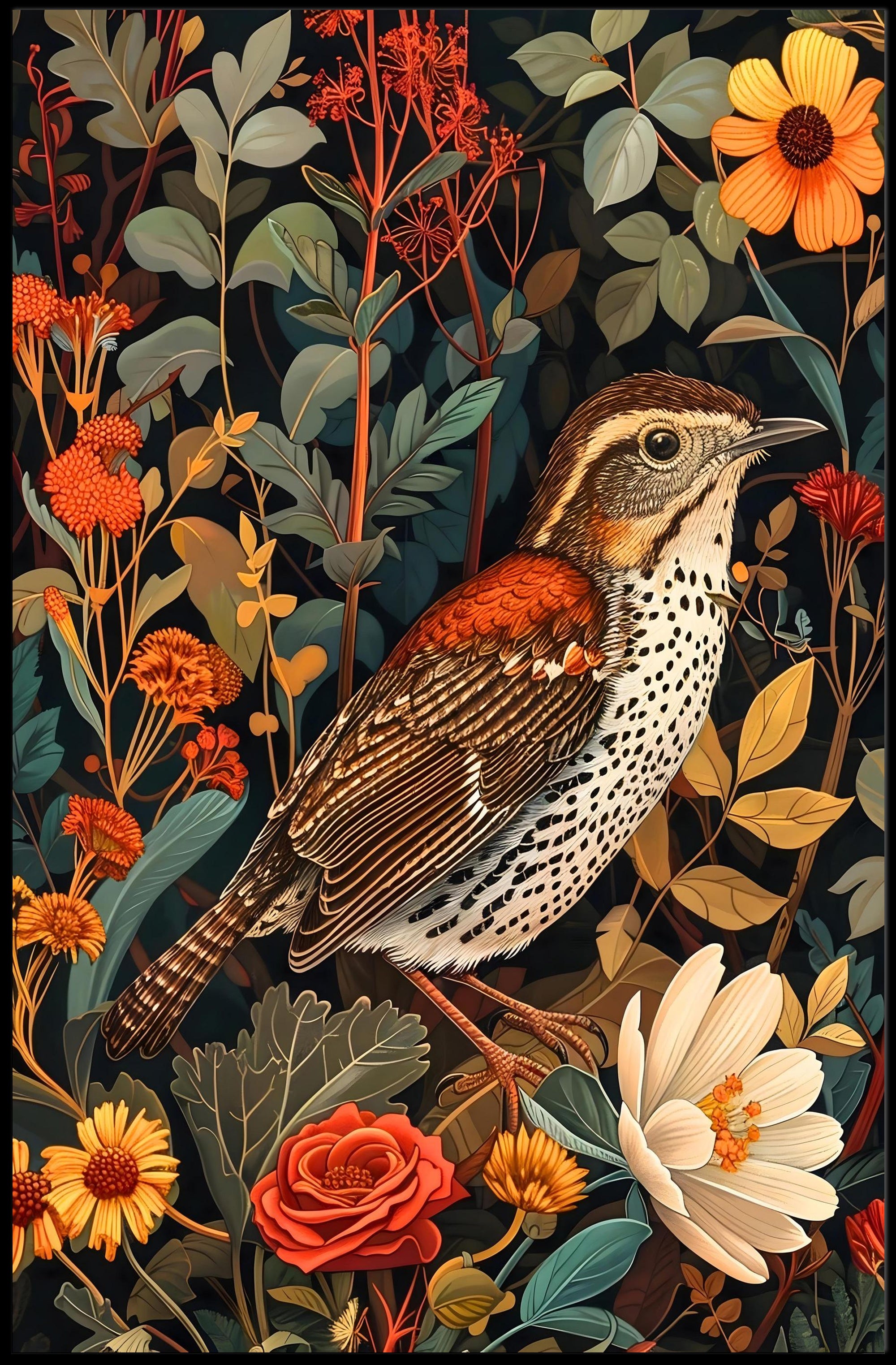 Nature's Harmony Wall Art Print with Bird Design