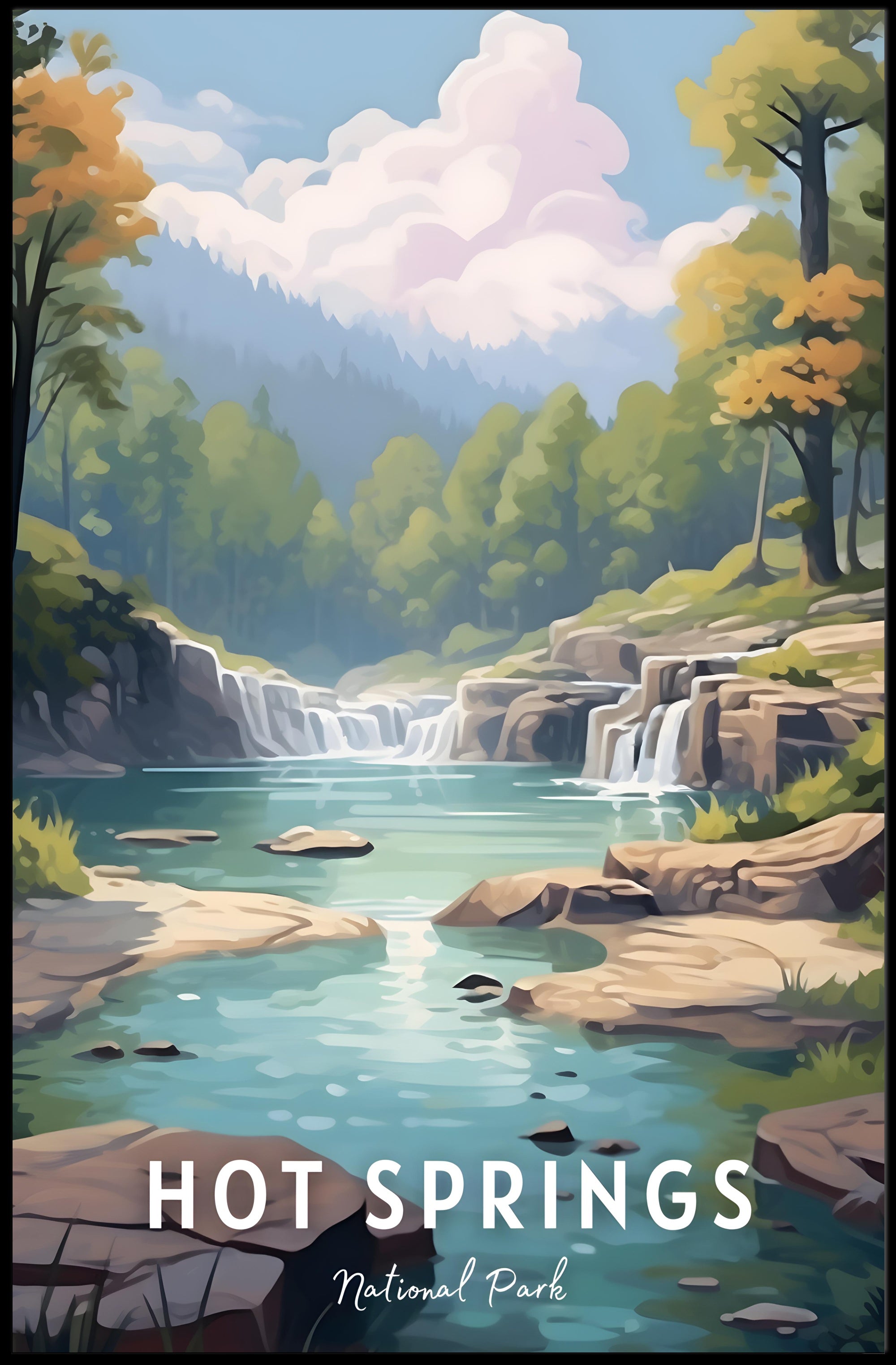 Hot Springs National Park Poster Scenic Travel Print