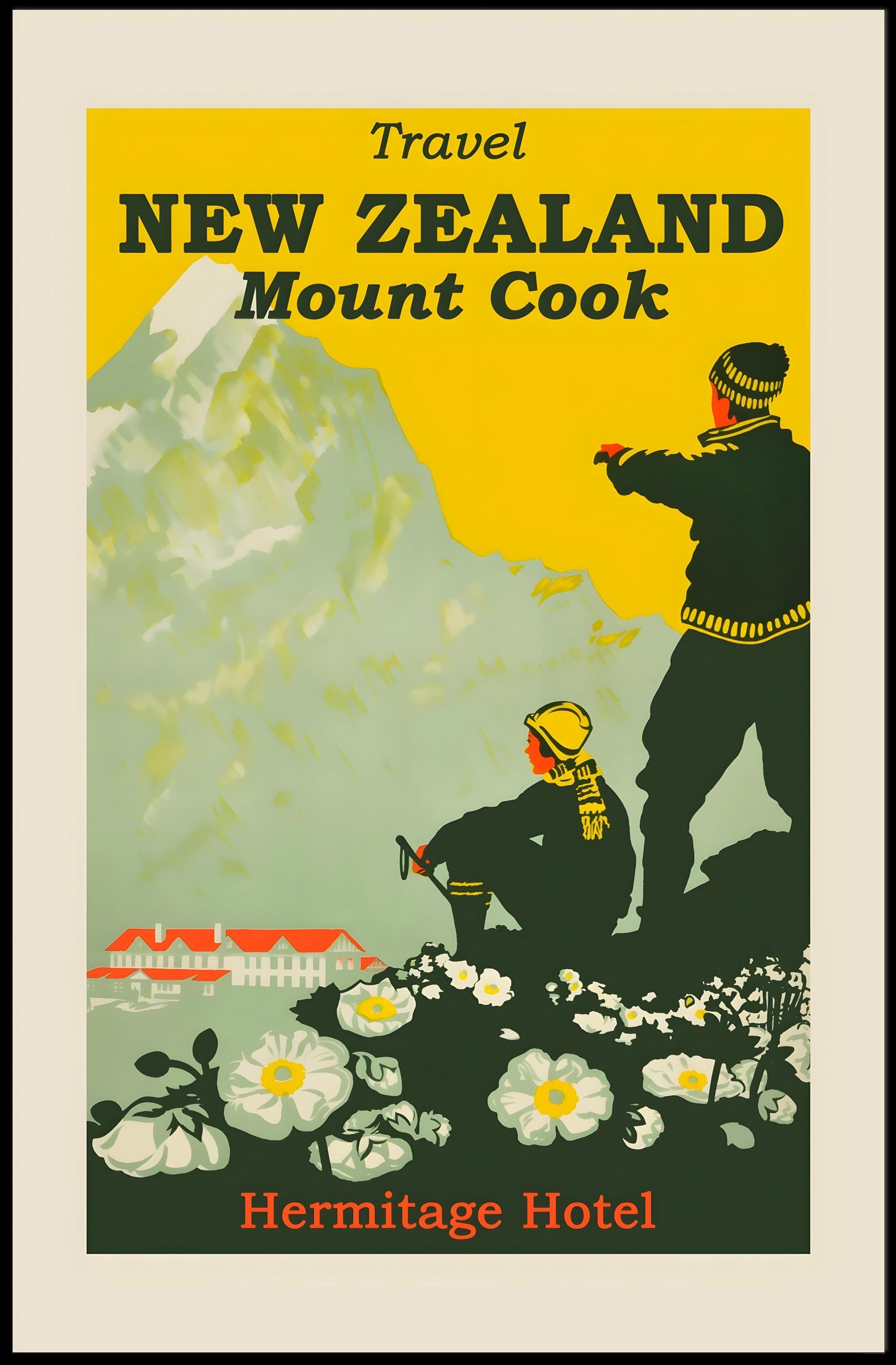 Mount Cook Adventure Exploration New Zealand Travel Poster