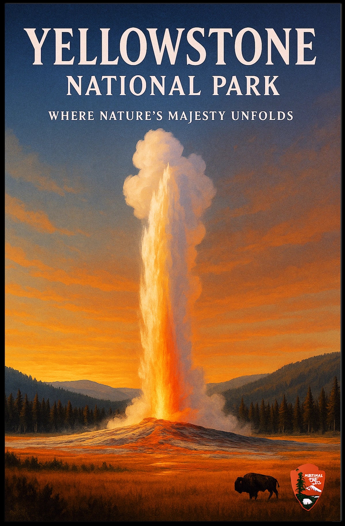 Yellowstone National Park Where Nature's Majesty Unfolds Poster