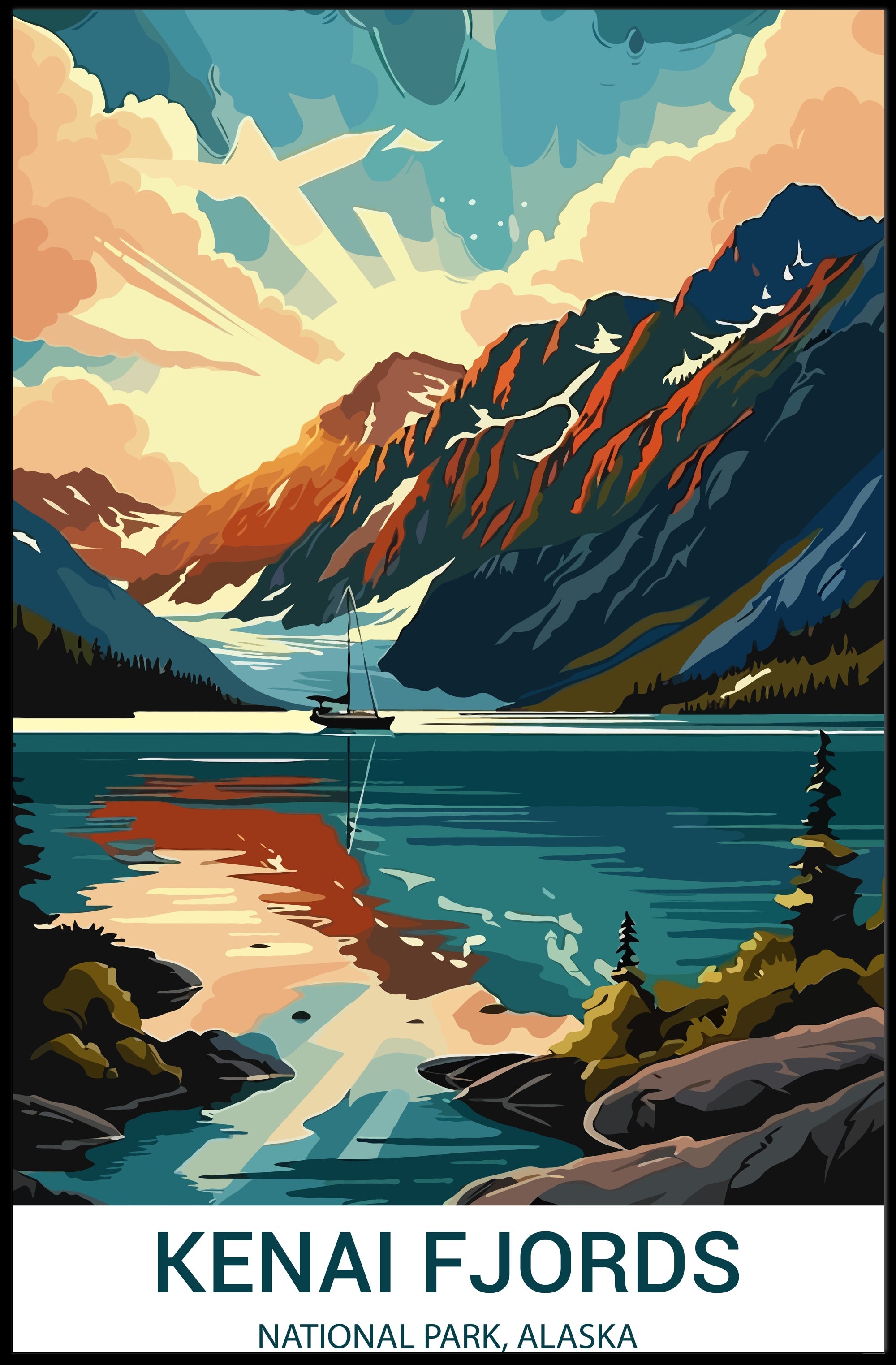 Kenai Fjords Scenic Art Print National Park Poster