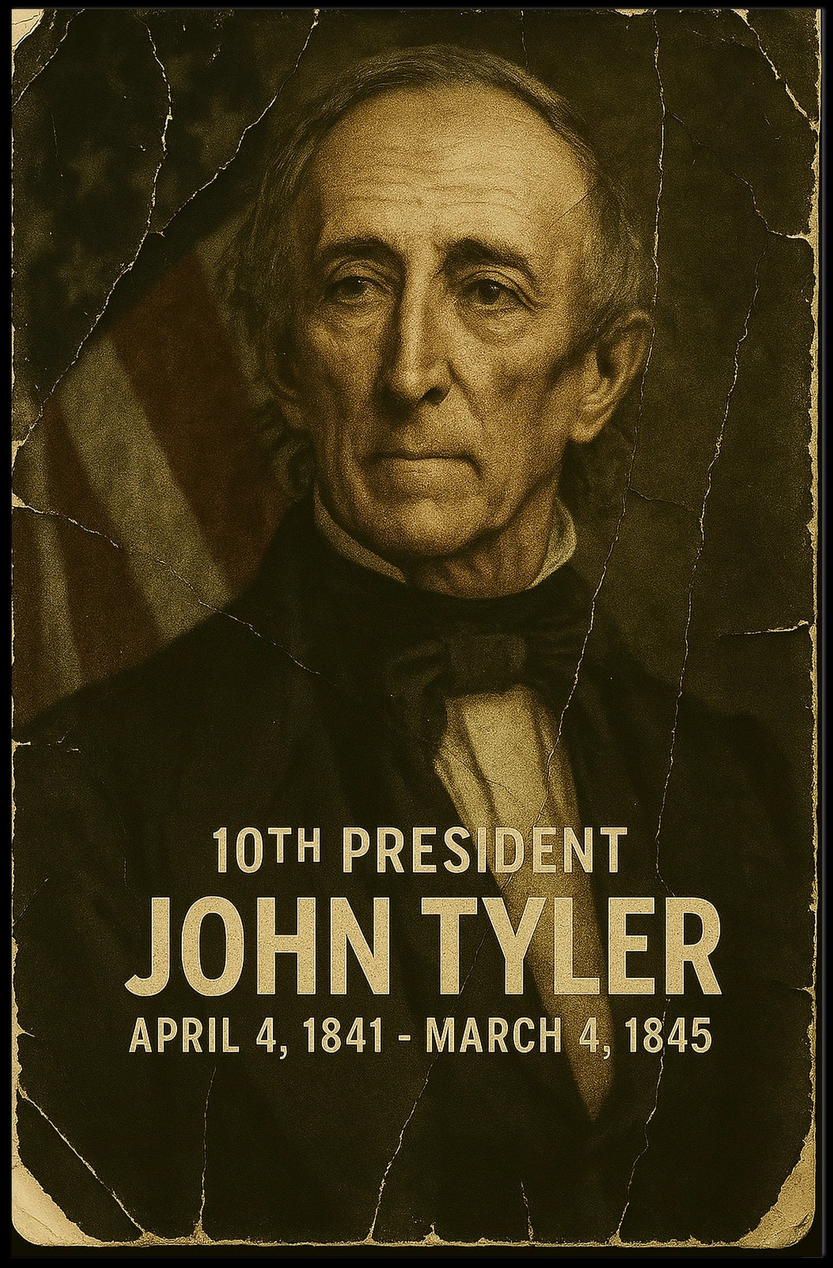 John Tyler 10th President of the United States Damaged Photograph Poster