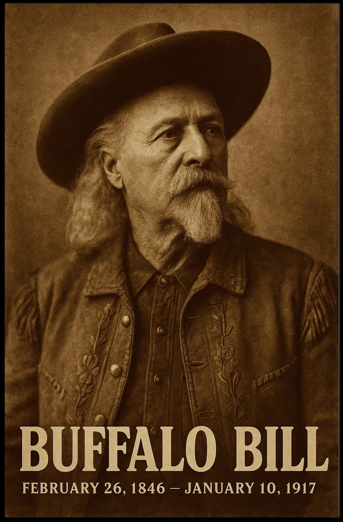 Buffalo Bill Portrait from American Old West Cultural Poster